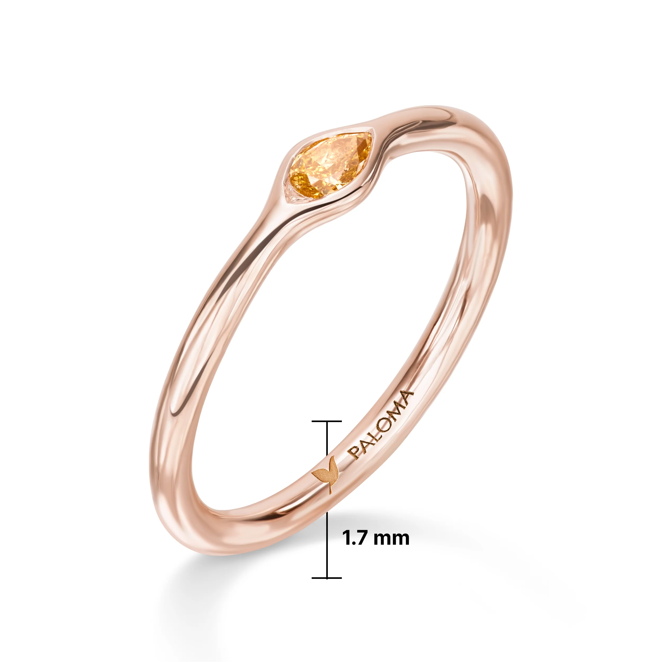 Orange Diamond Evil Eye Stack Ring - Image 8
