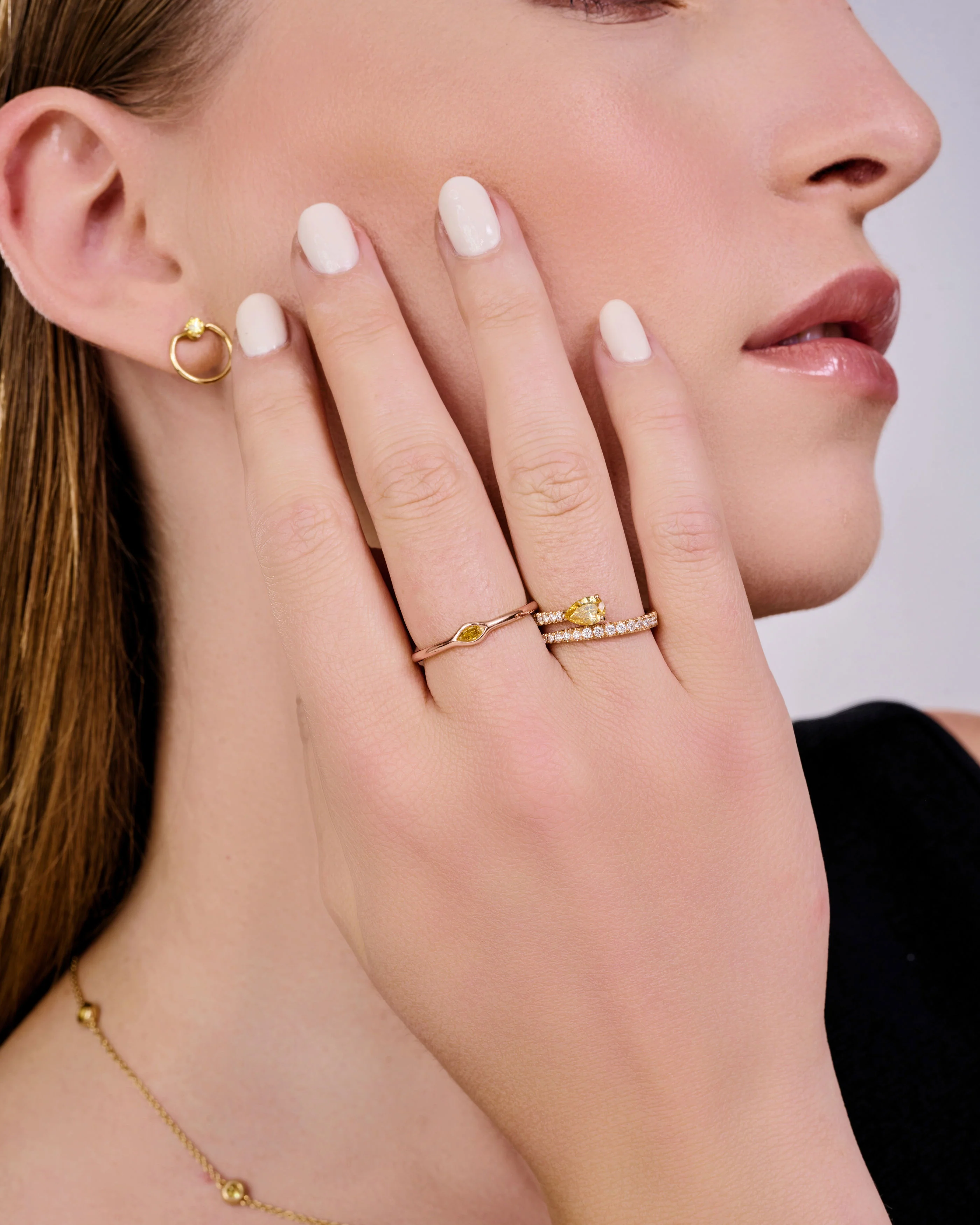 Orange Diamond Evil Eye Stack Ring - Image 9