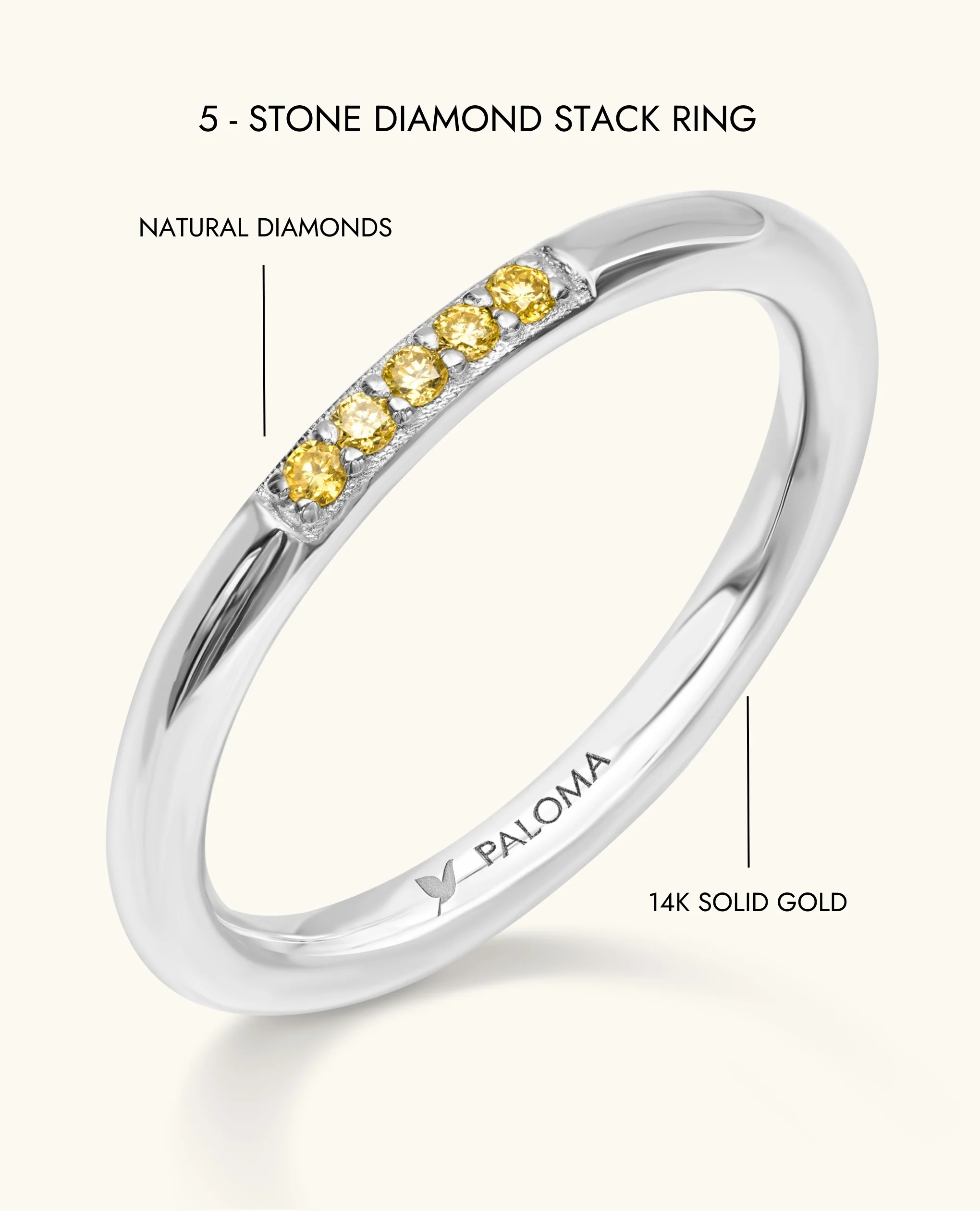 5-Stone Diamond Stack Ring - Image 8