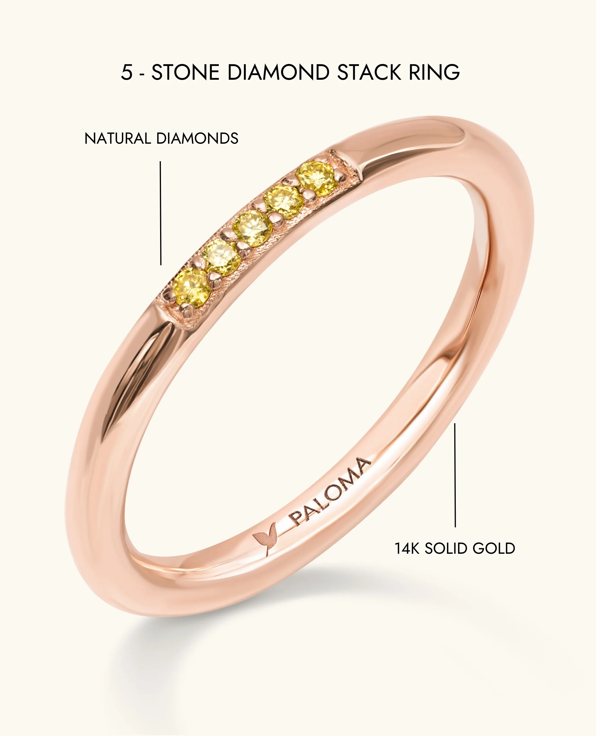 5-Stone Diamond Stack Ring - Image 9