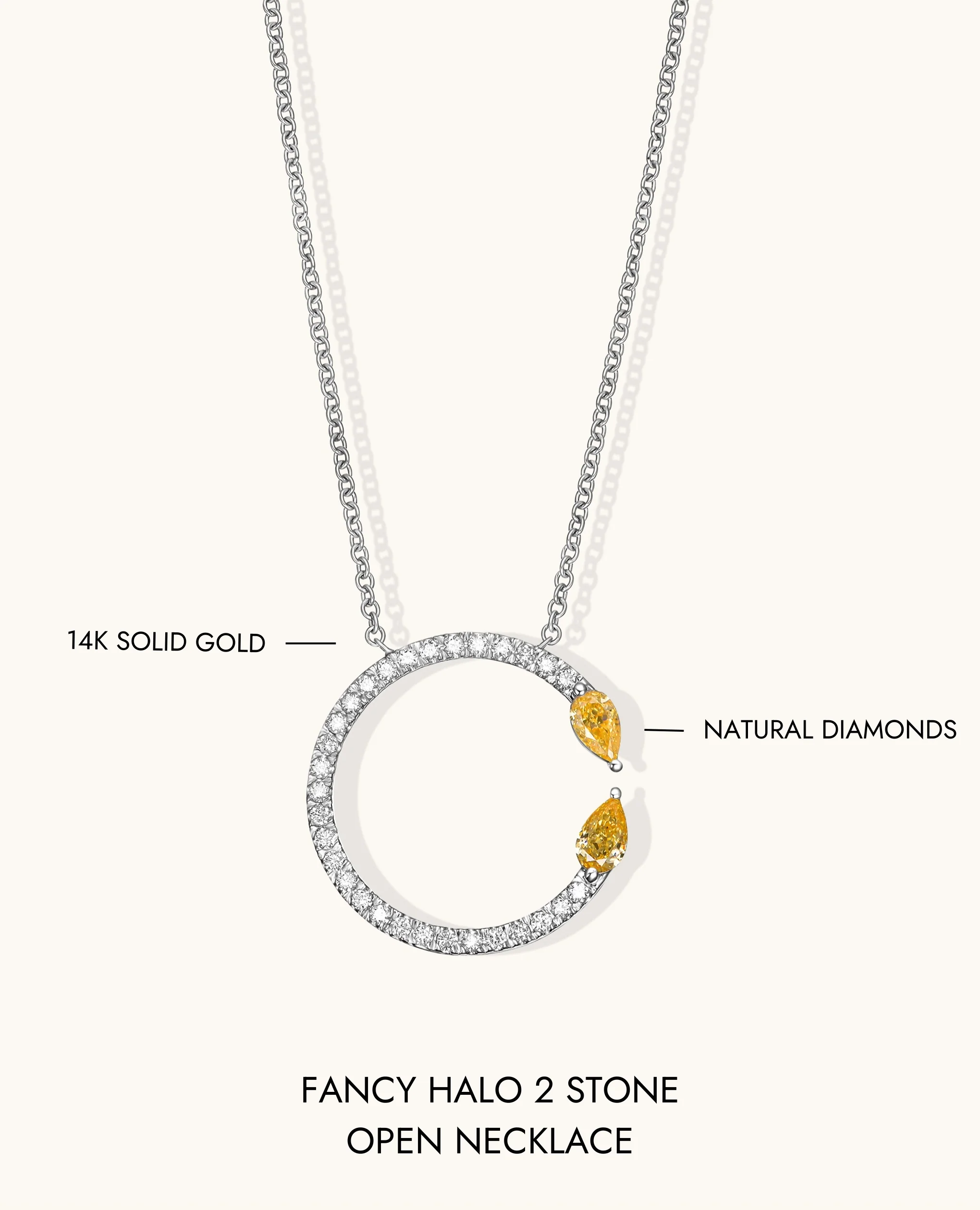 Fancy Halo 2 Stone Open Necklace - Image 10