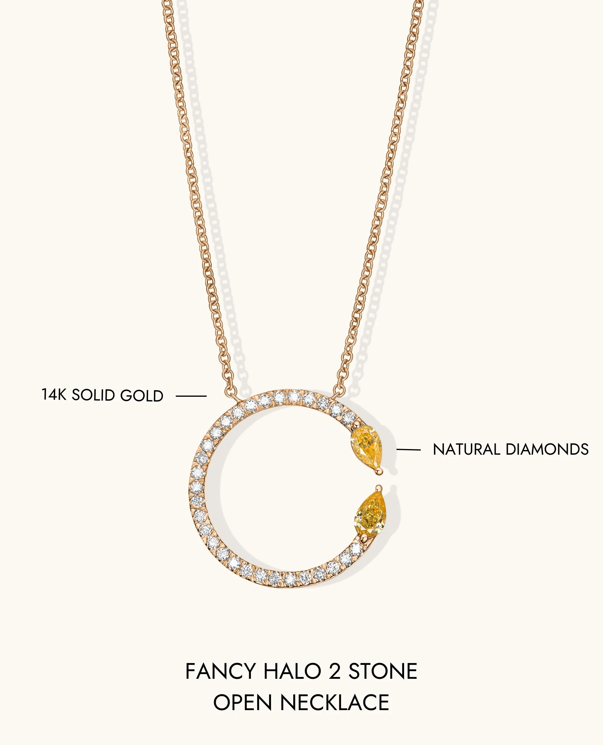 Fancy Halo 2 Stone Open Necklace - Image 11