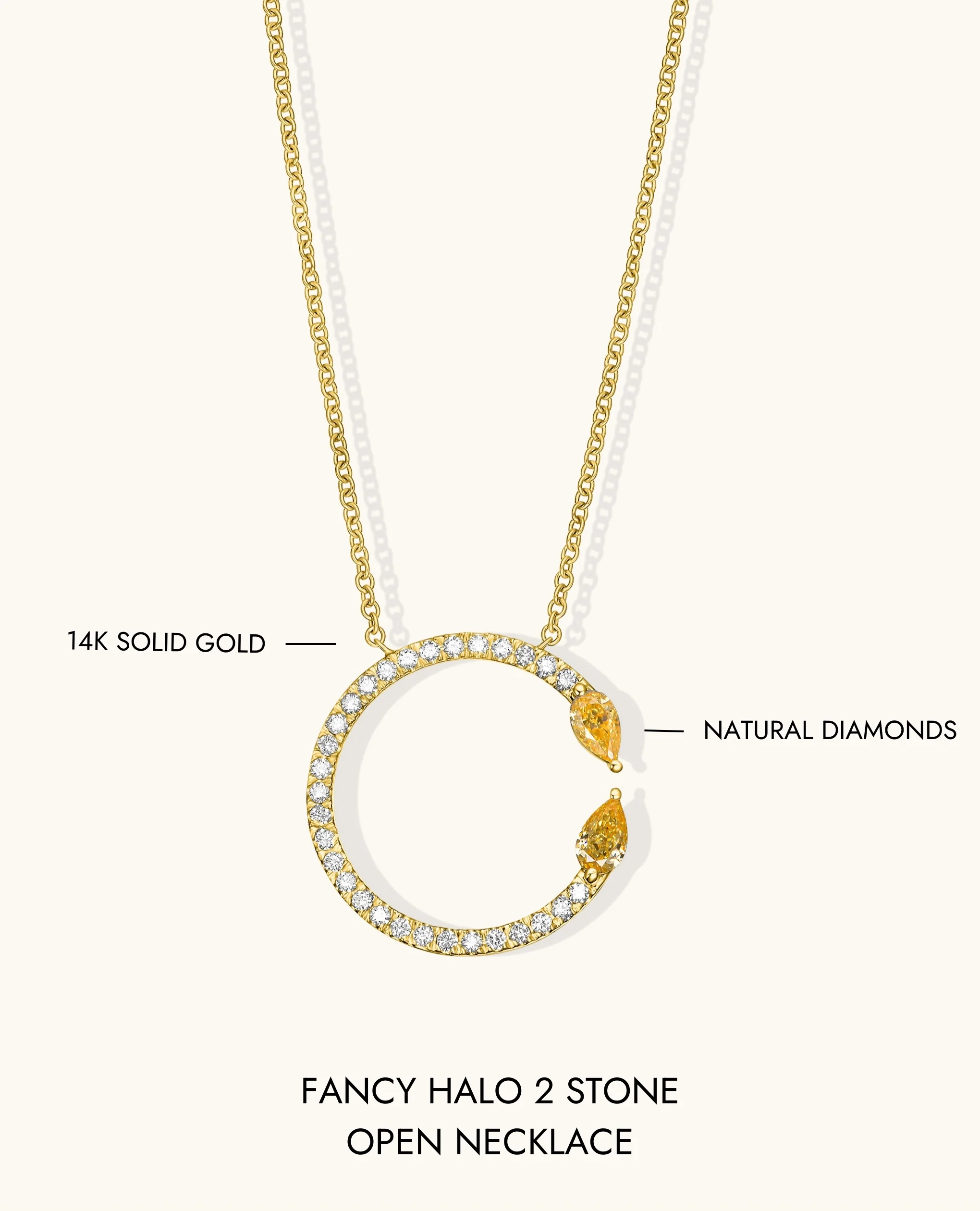 Fancy Halo 2 Stone Open Necklace - Image 12