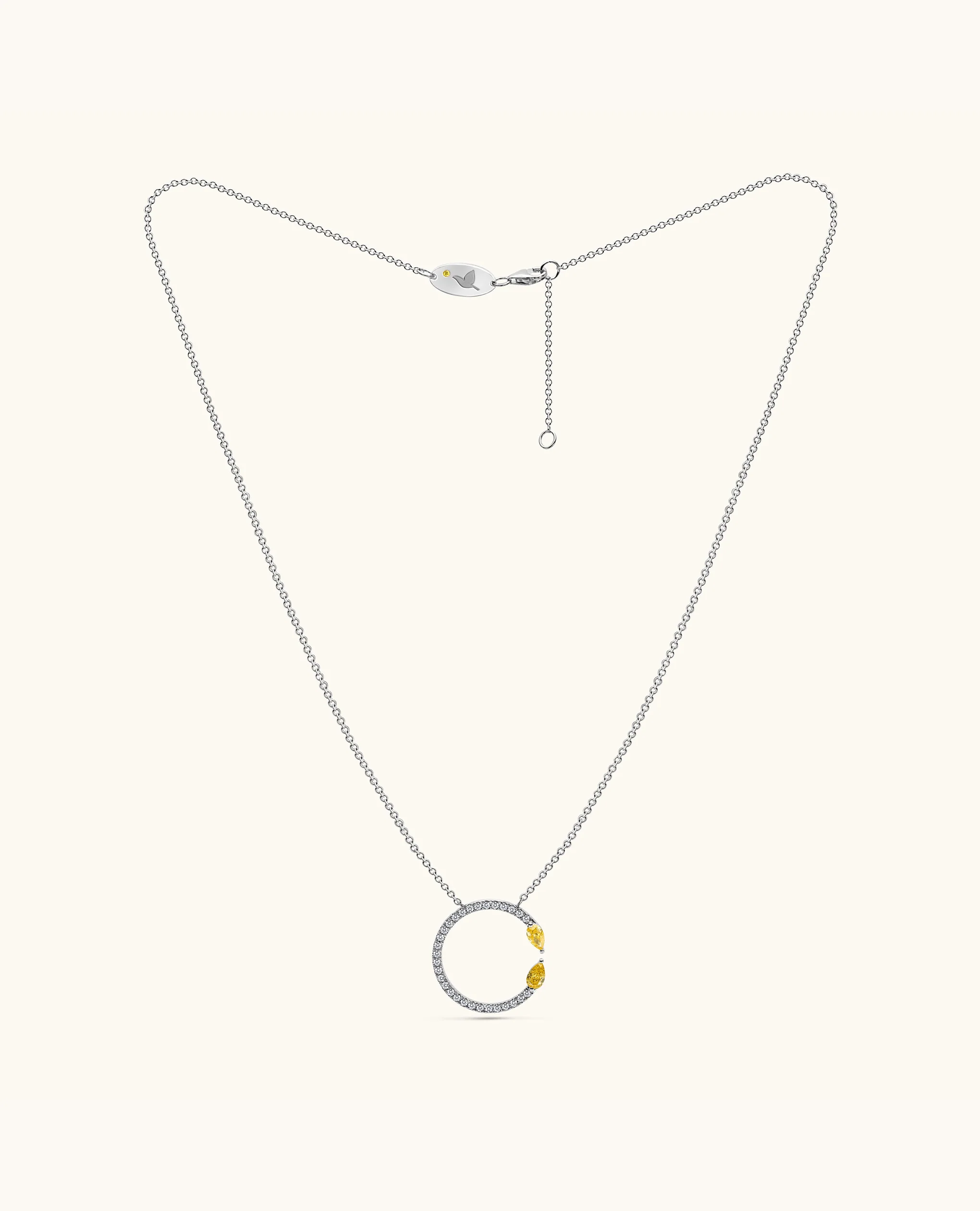 Fancy Halo 2 Stone Open Necklace - Image 5