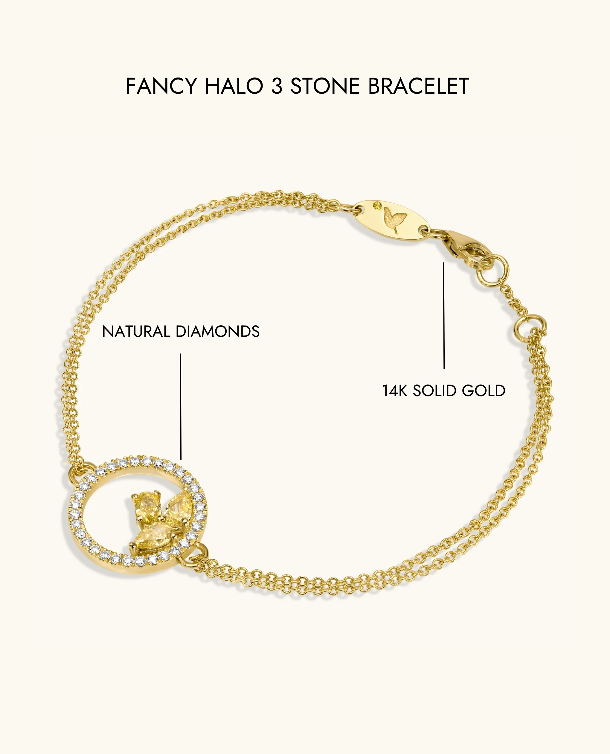 Fancy Halo 3 Stone Bracelet - Image 6
