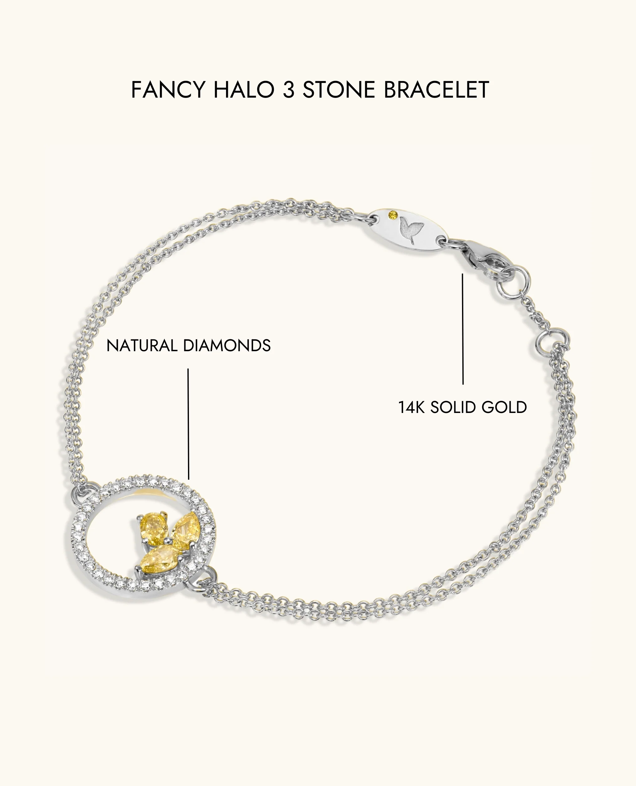 Fancy Halo 3 Stone Bracelet - Image 7