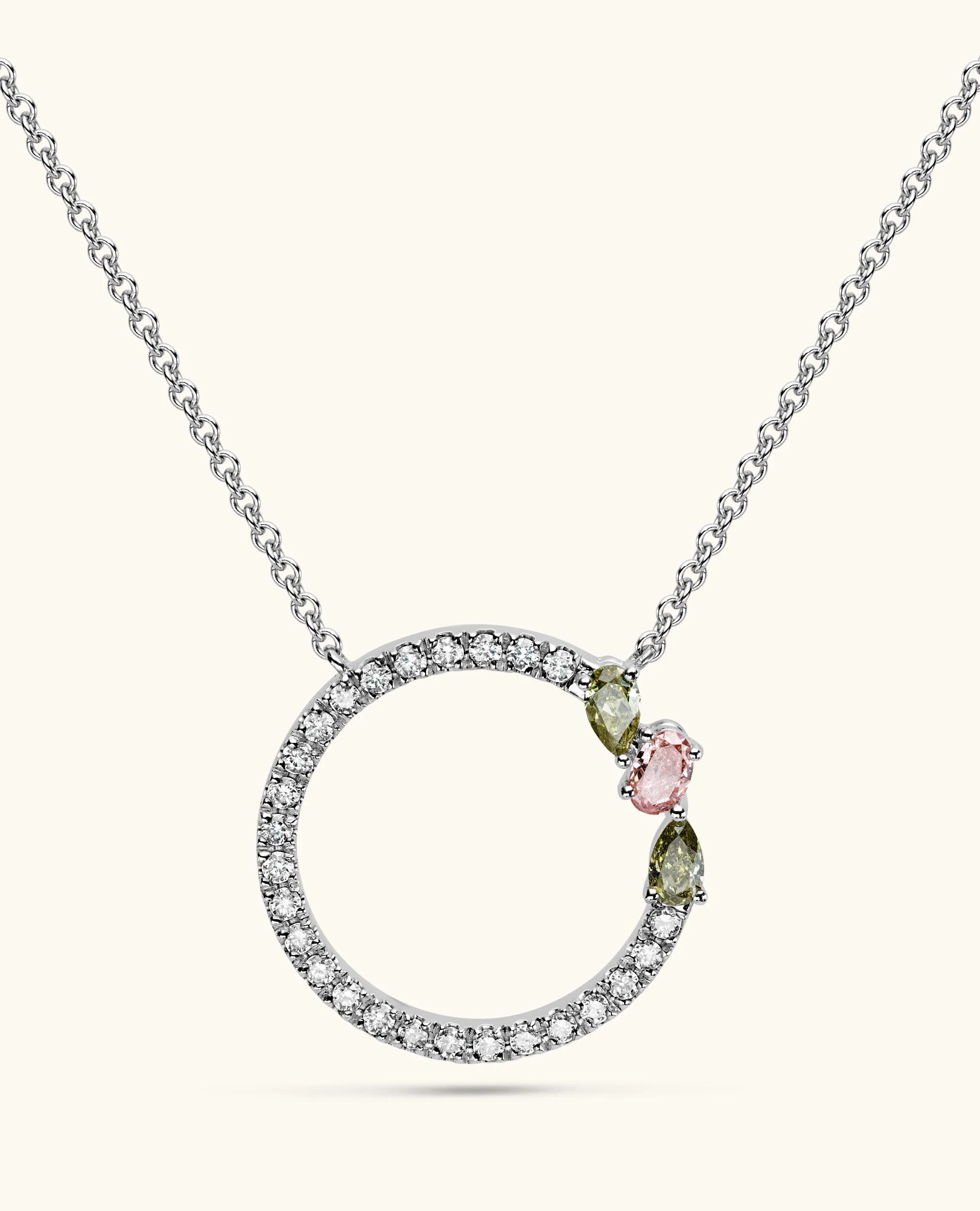 Fancy Halo 3 Stone Pave Necklace - Image 12