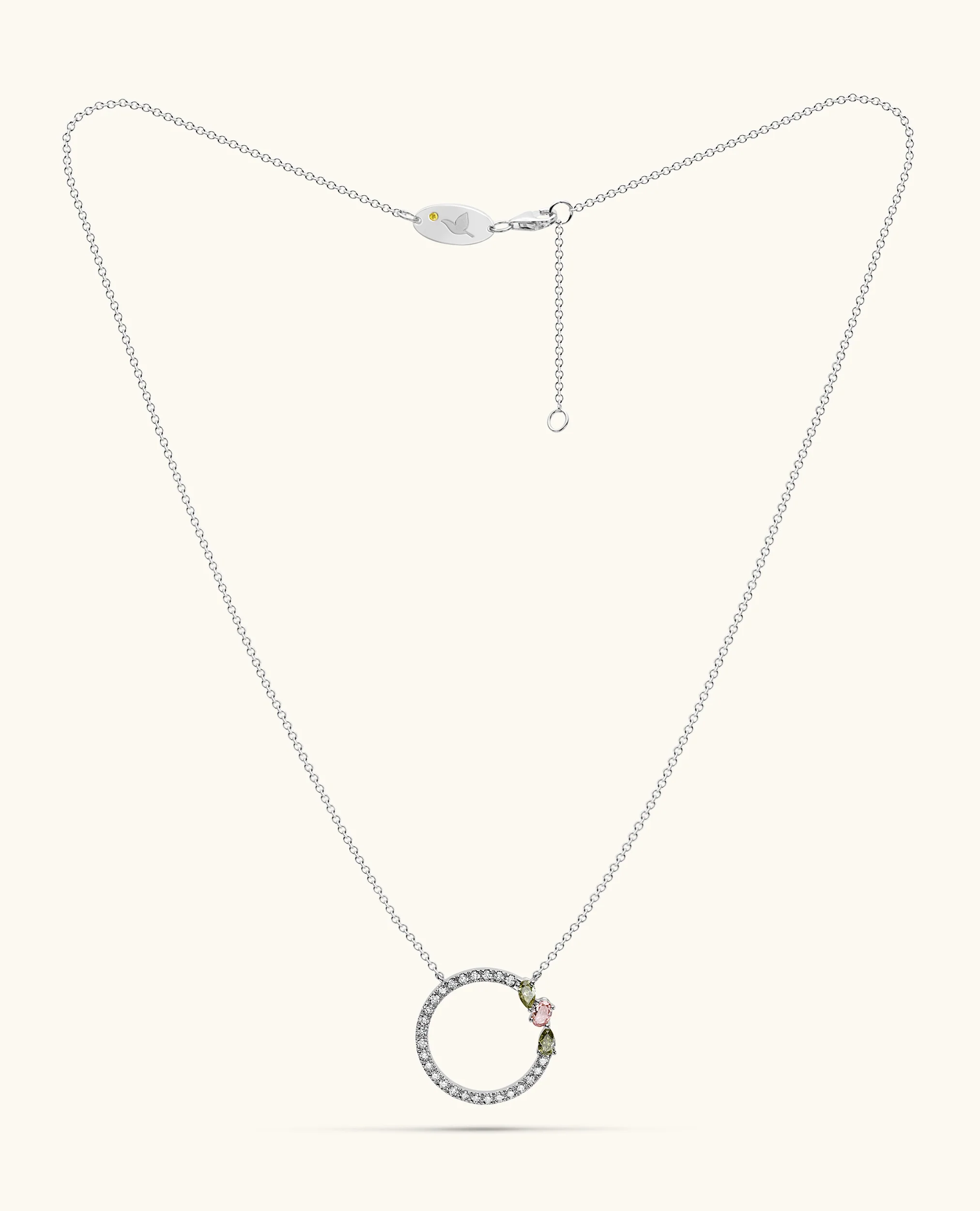 Fancy Halo 3 Stone Pave Necklace - Image 5