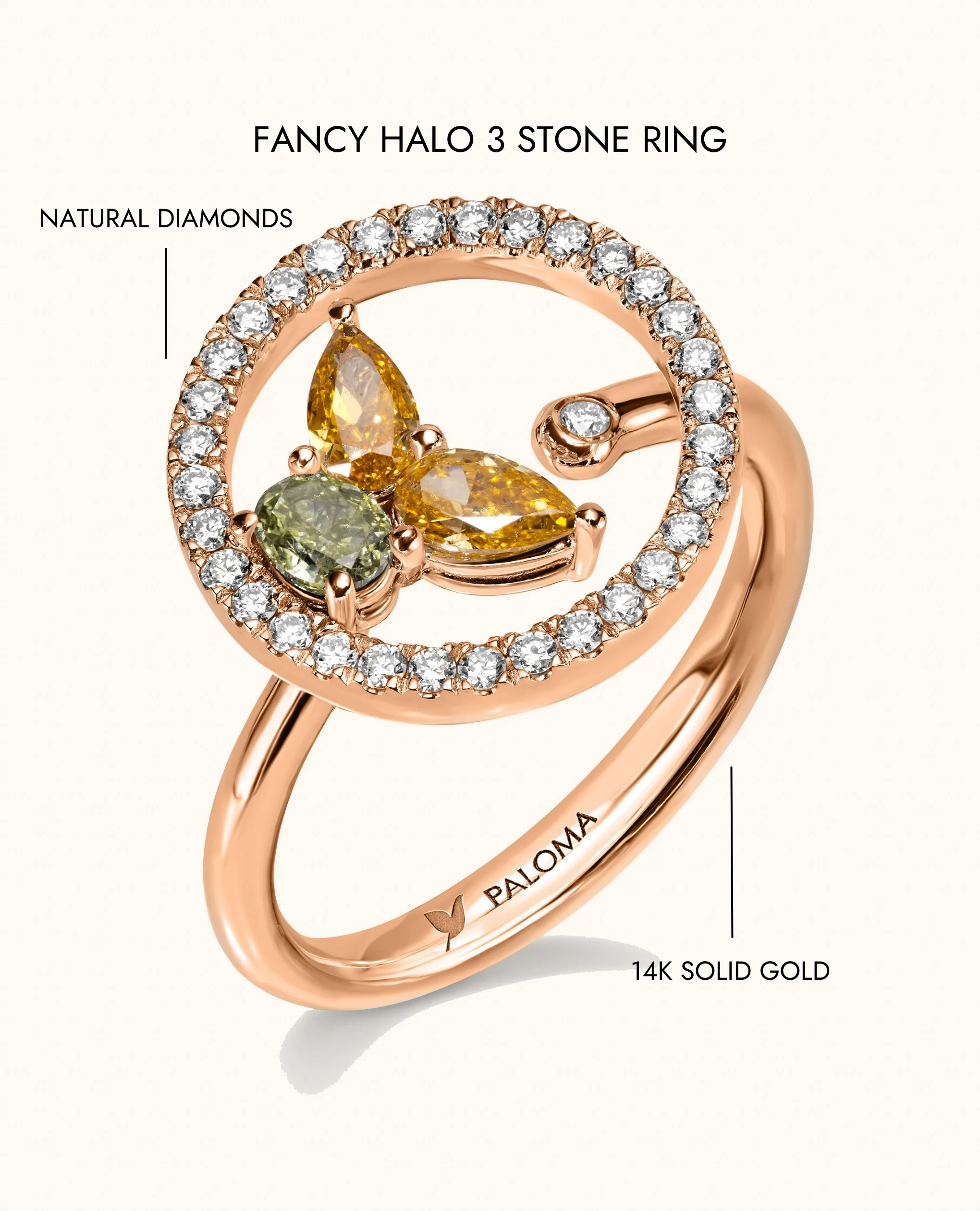 Fancy Halo 3 Stone Ring - Image 10