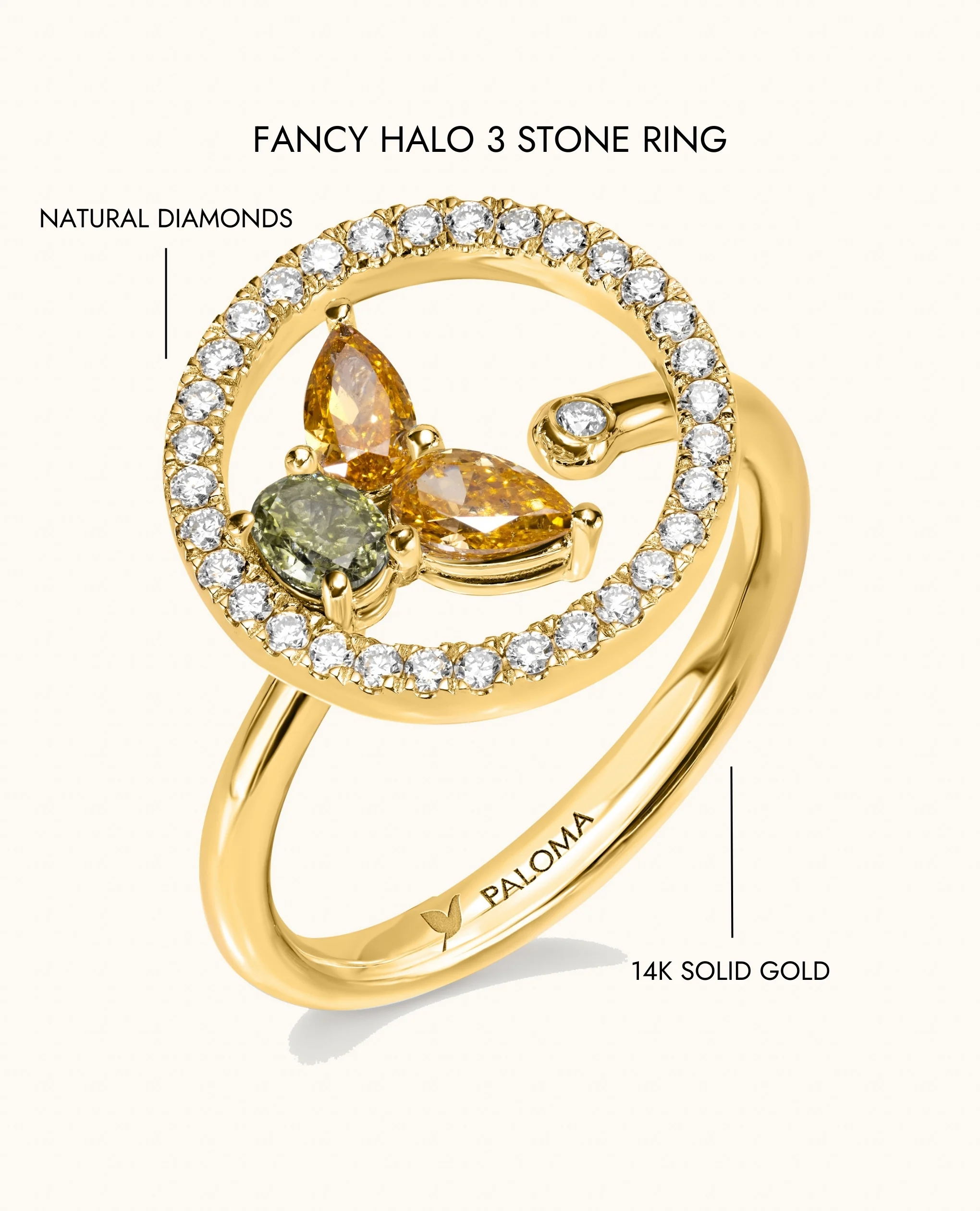 Fancy Halo 3 Stone Ring - Image 11