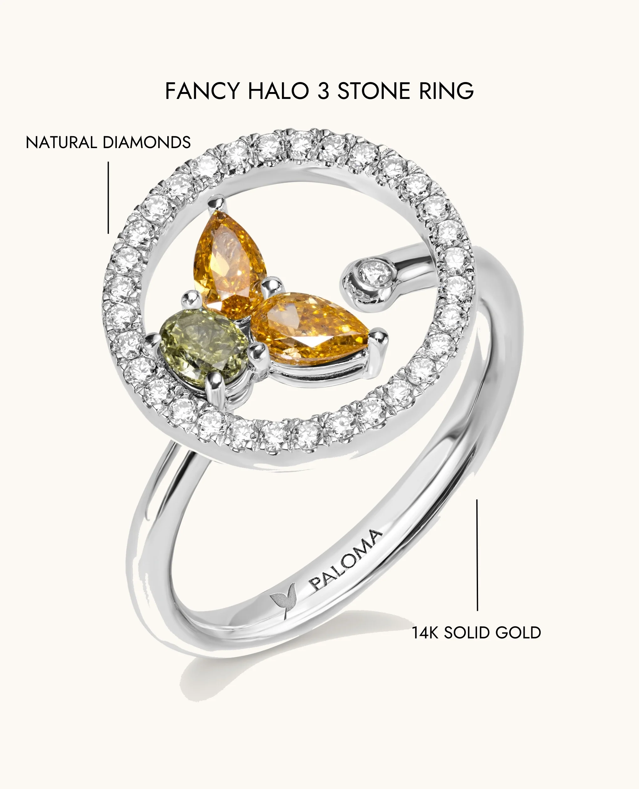 Fancy Halo 3 Stone Ring - Image 9