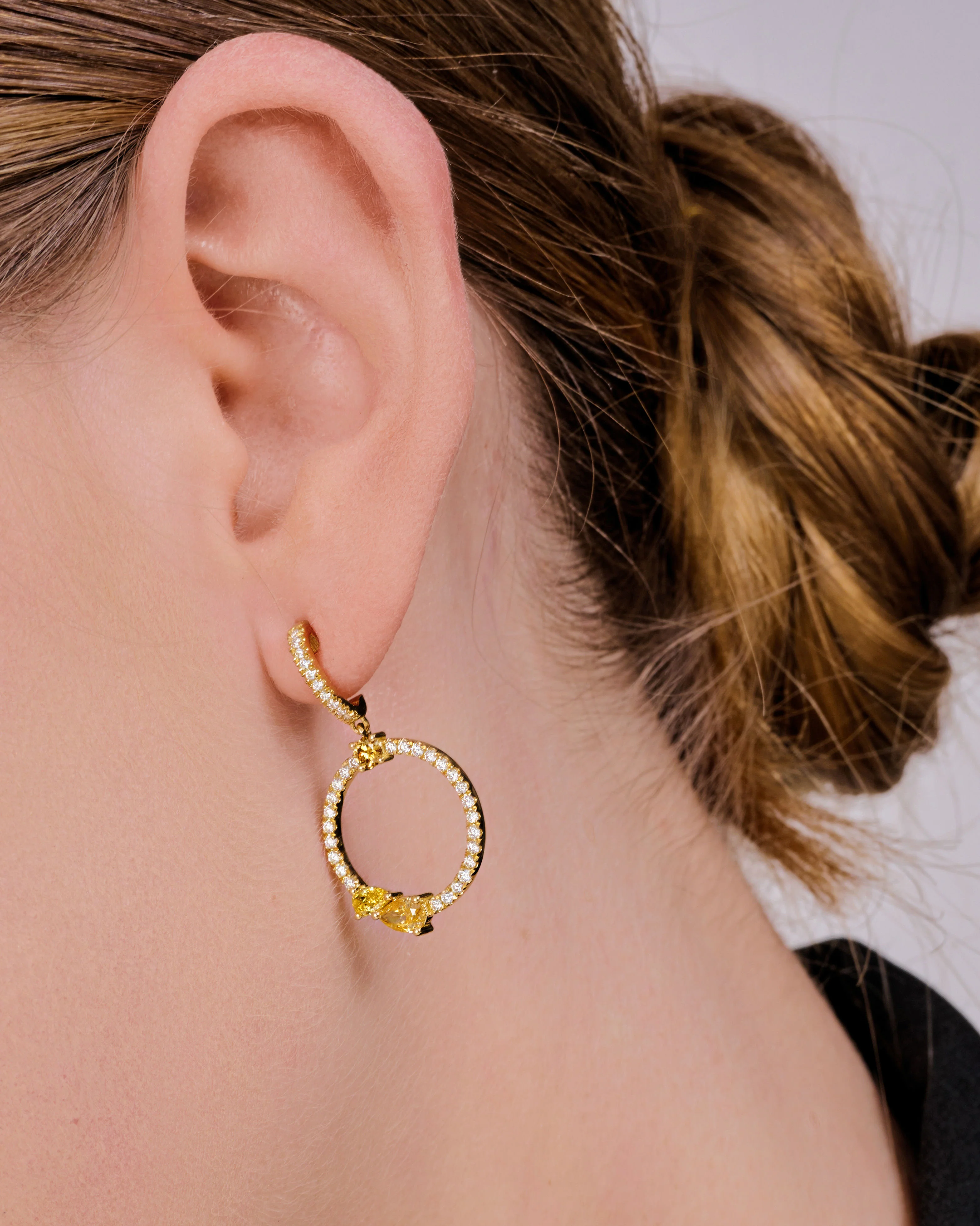 Fancy Halo Drop Earrings - Image 4