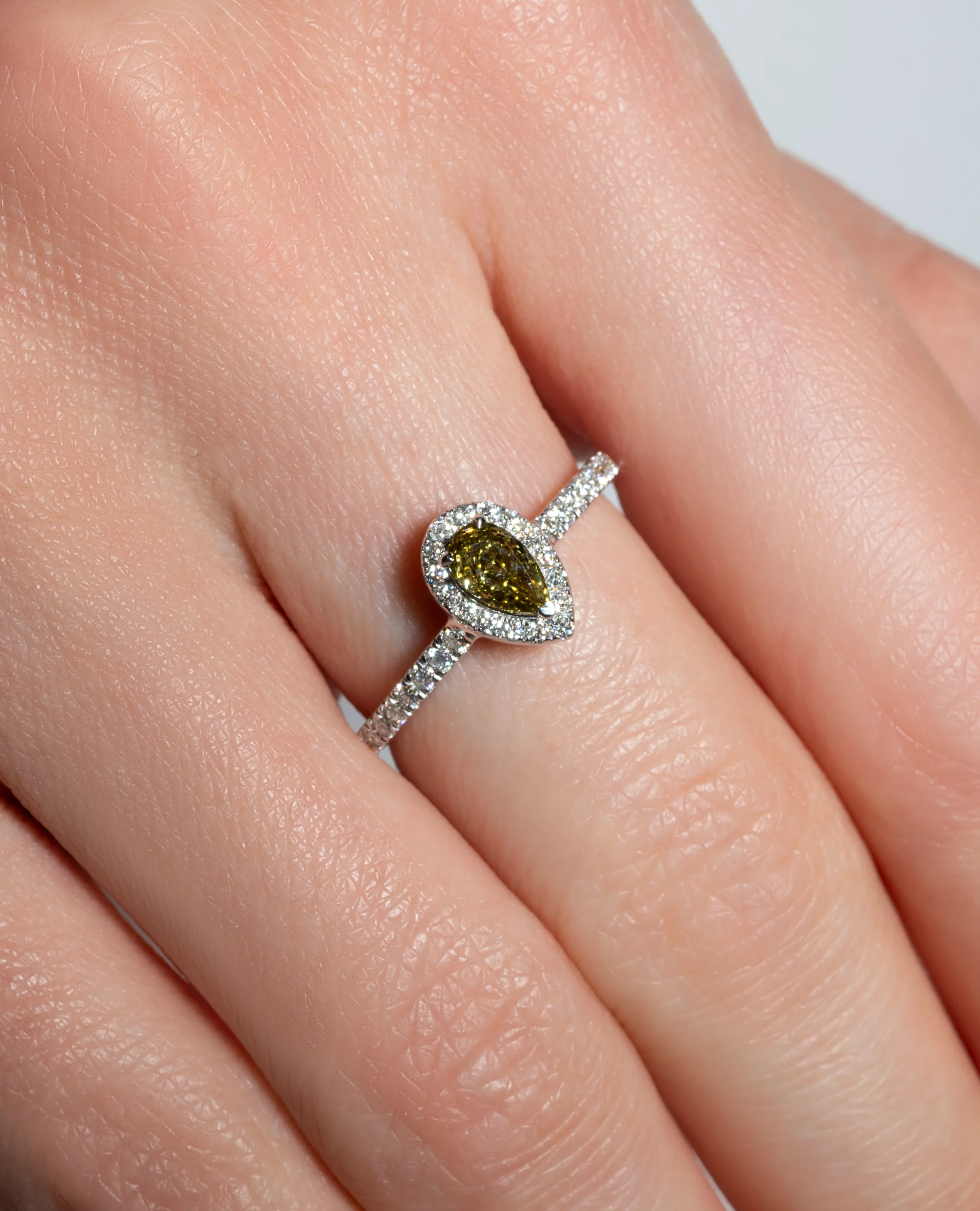 Green Diamond Halo Engagement Ring - Image 10