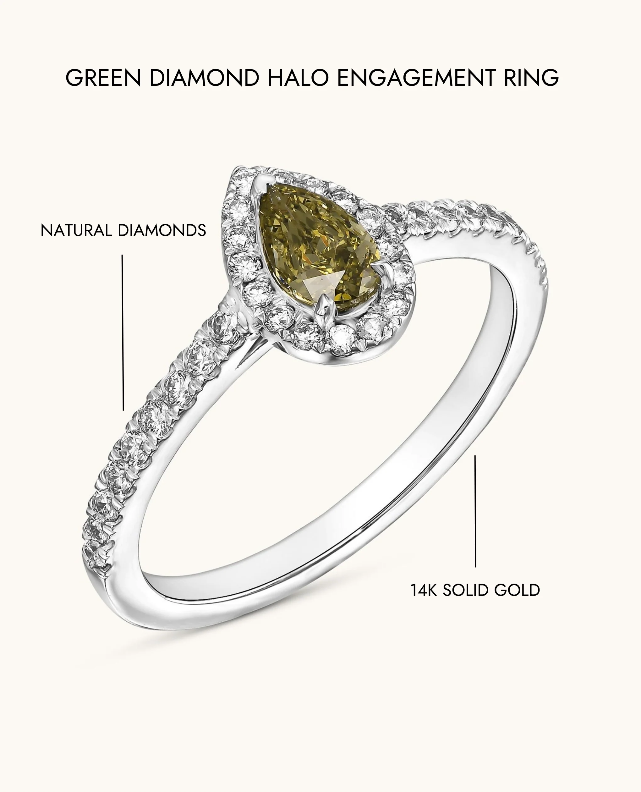 Green Diamond Halo Engagement Ring - Image 12