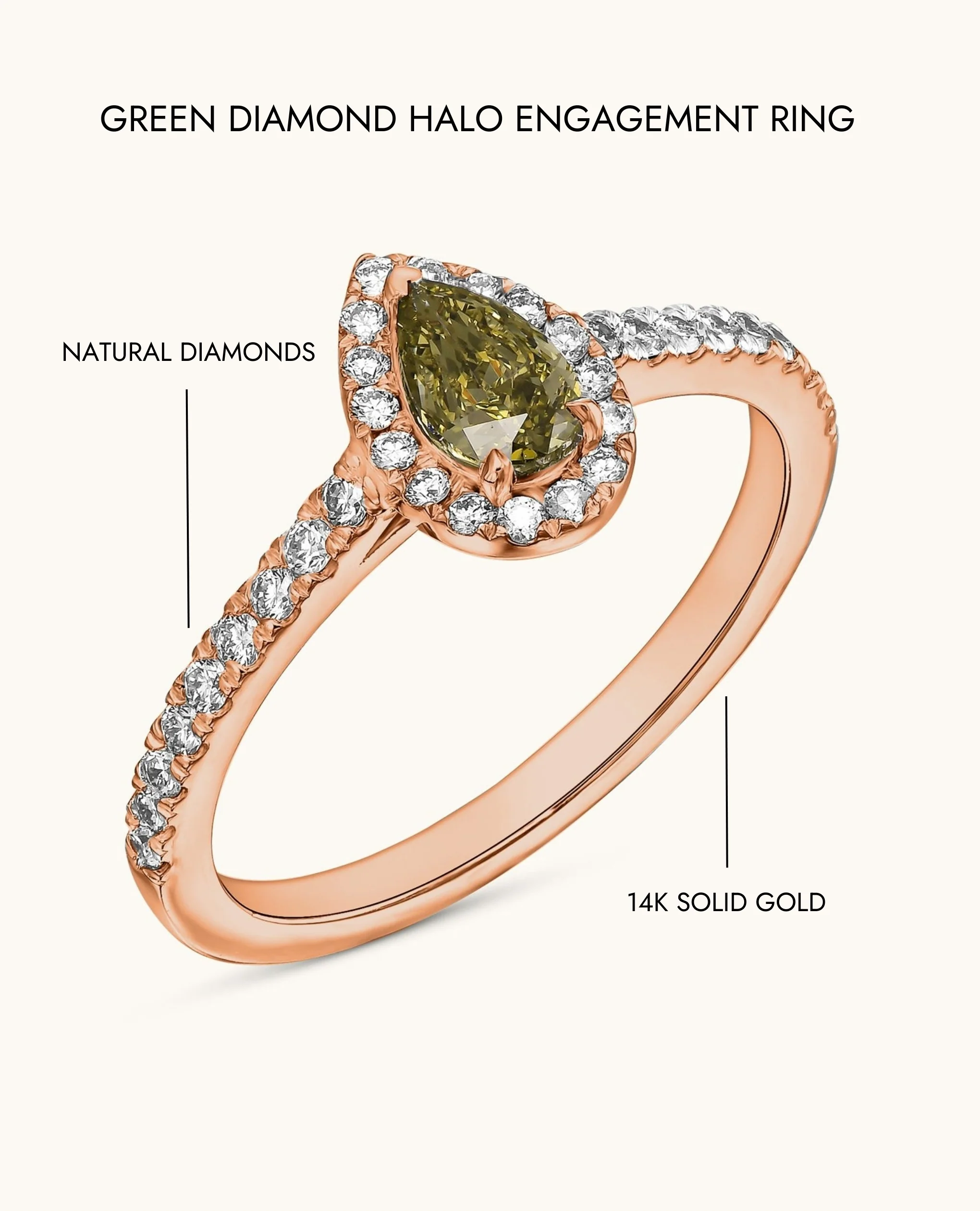 Green Diamond Halo Engagement Ring - Image 13