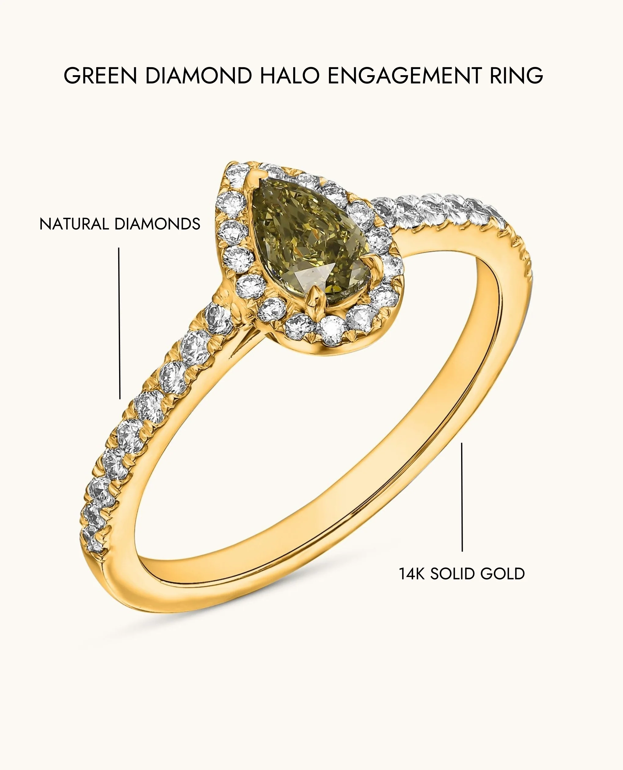 Green Diamond Halo Engagement Ring - Image 14