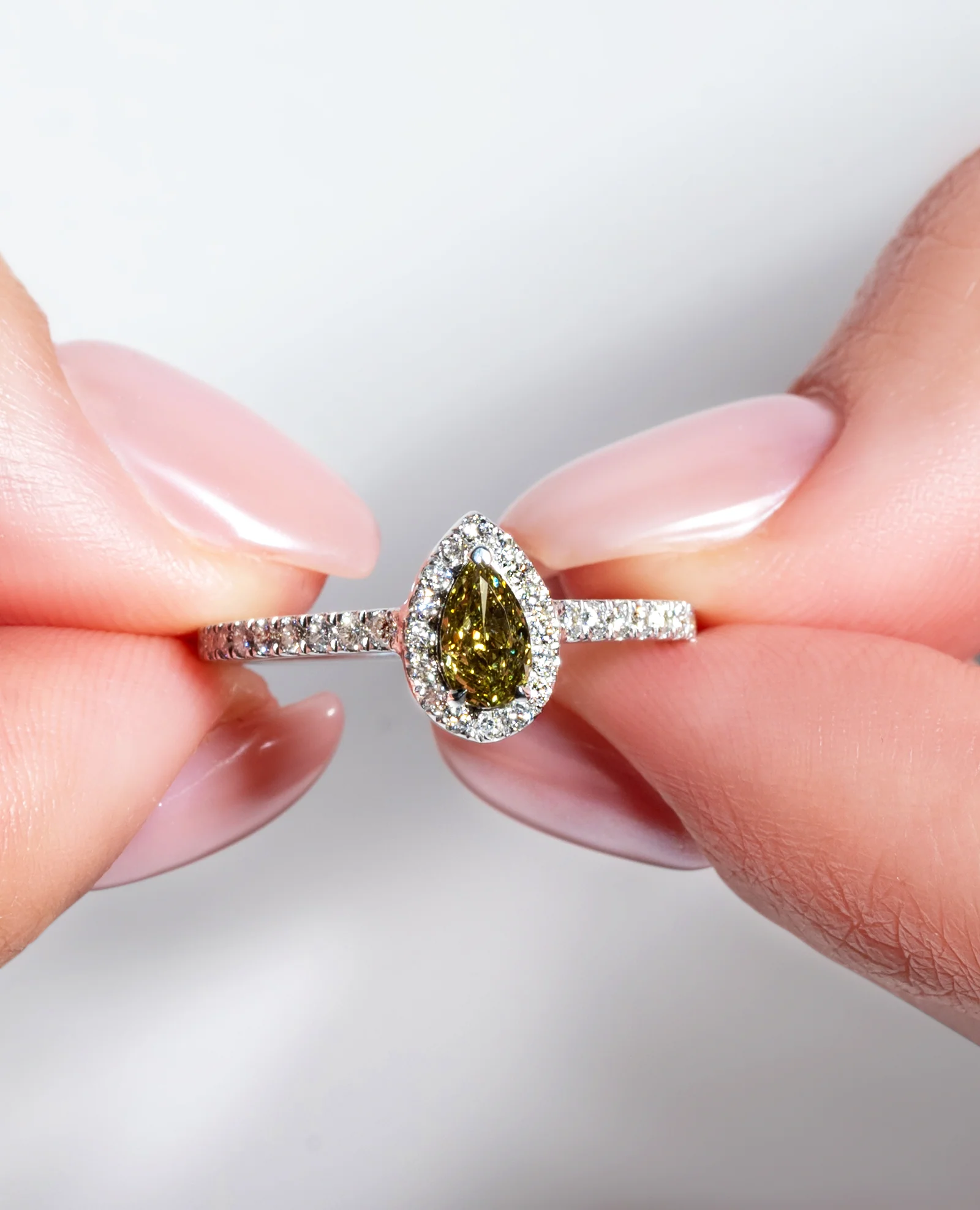 Green Diamond Halo Engagement Ring - Image 4
