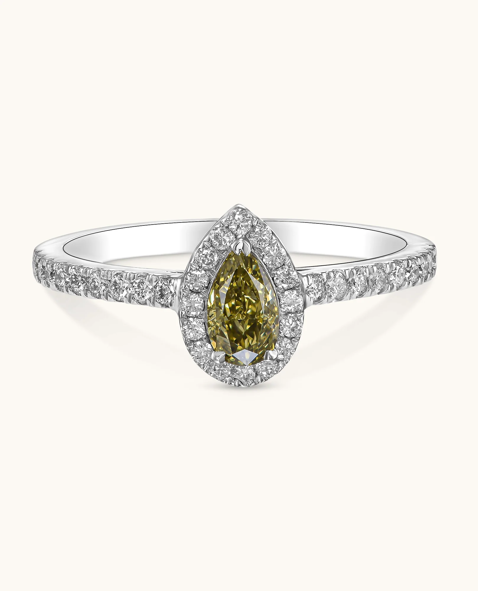 Green Diamond Halo Engagement Ring - Image 5