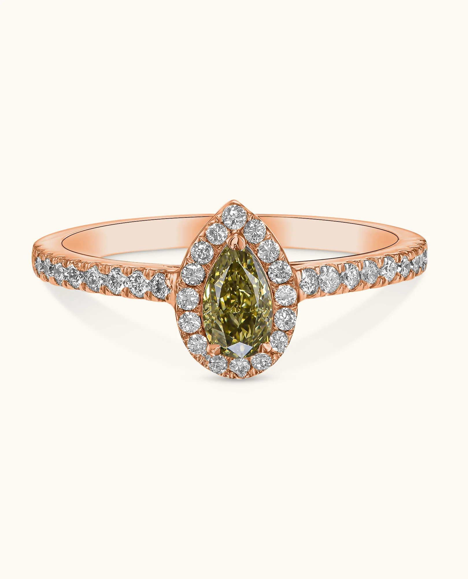 Green Diamond Halo Engagement Ring - Image 6