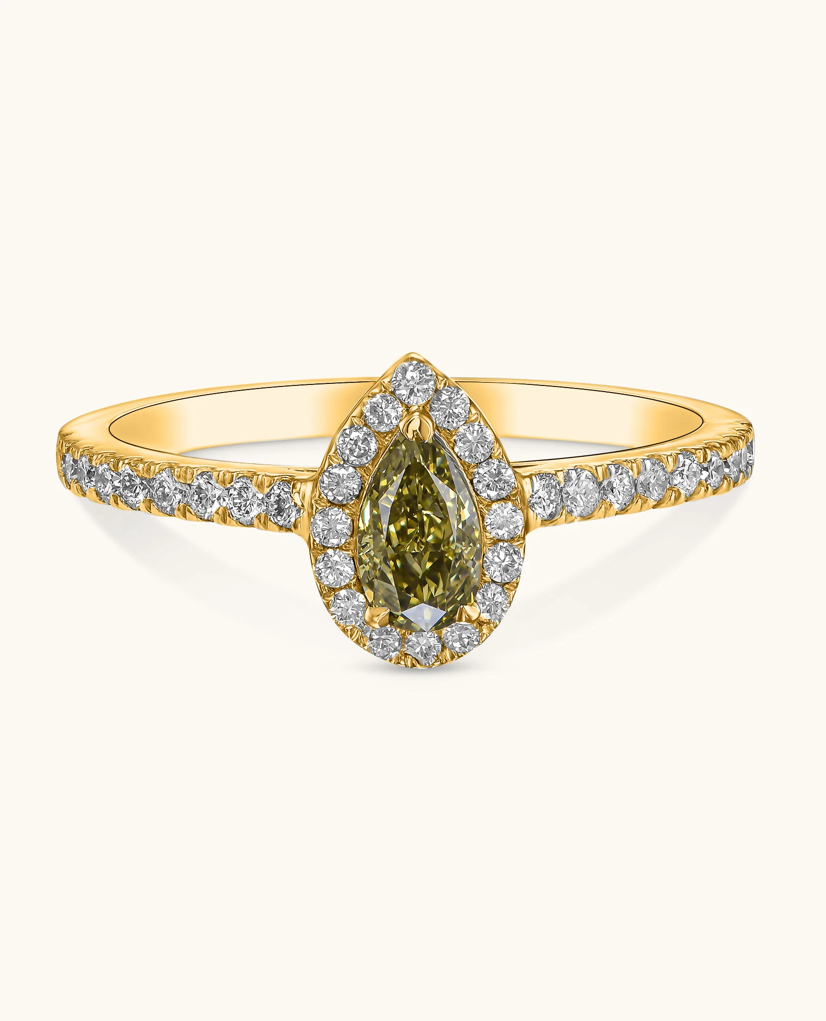 Green Diamond Halo Engagement Ring - Image 7