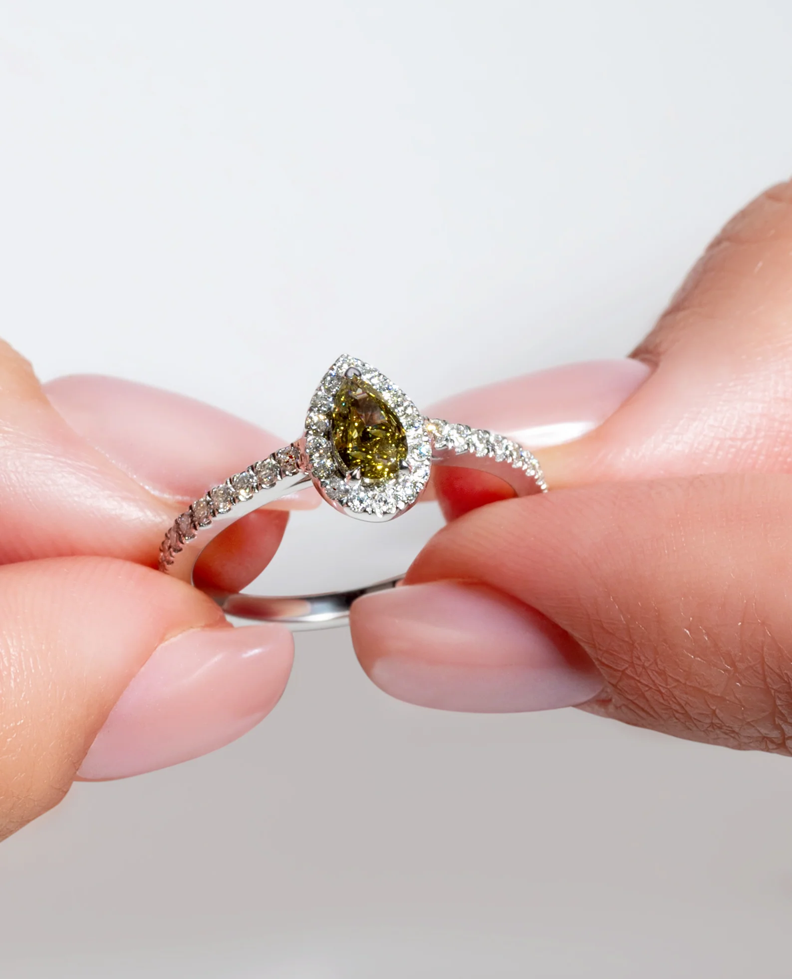 Green Diamond Halo Engagement Ring - Image 8