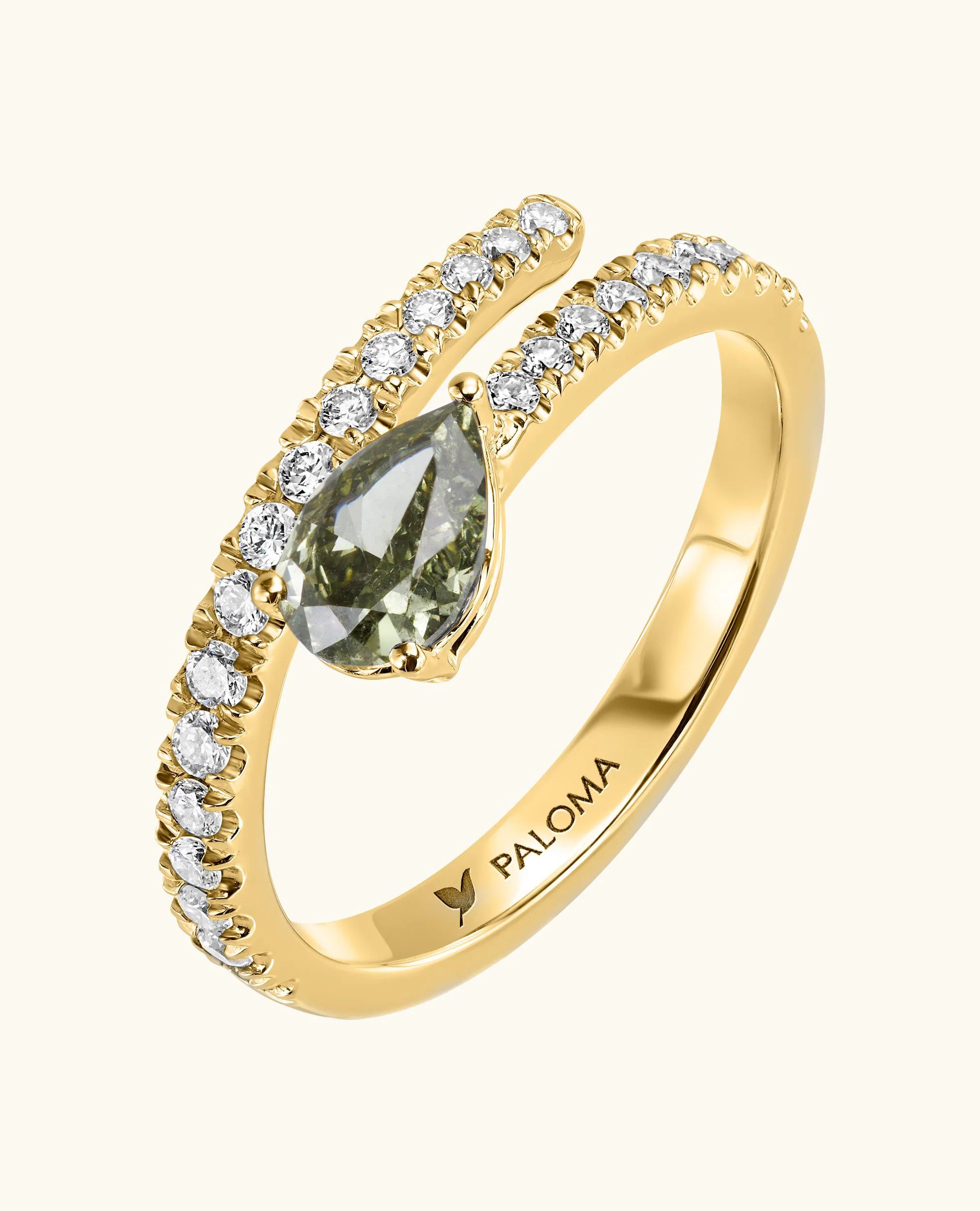 Green Diamond Wrap Ring - Image 3