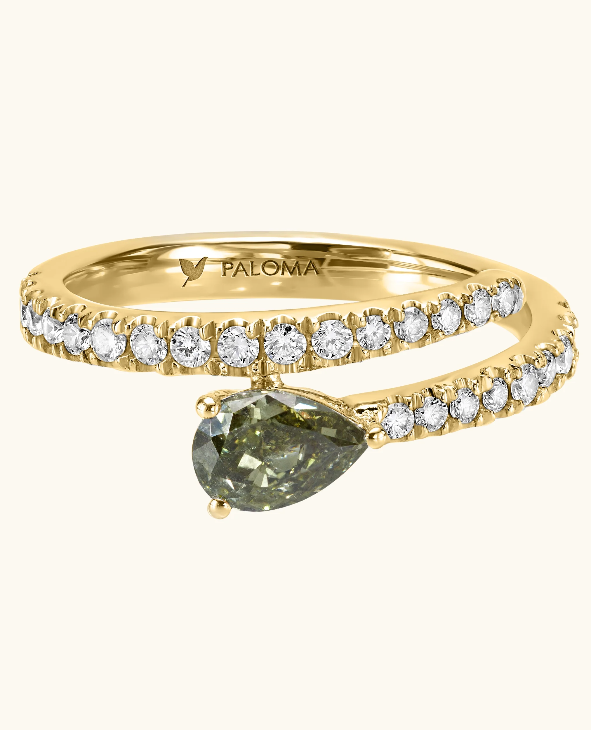 Green Diamond Wrap Ring - Image 6