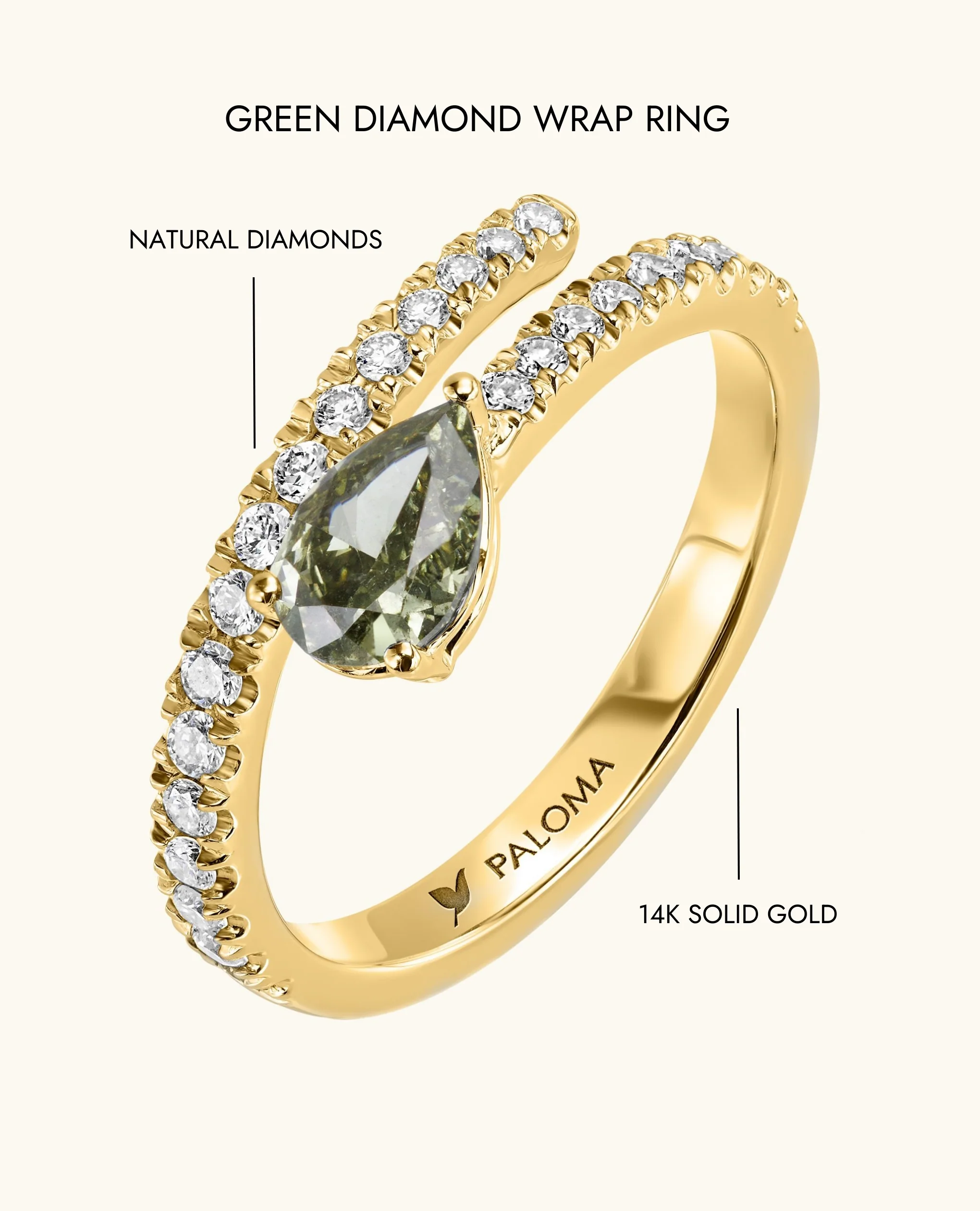 Green Diamond Wrap Ring - Image 8