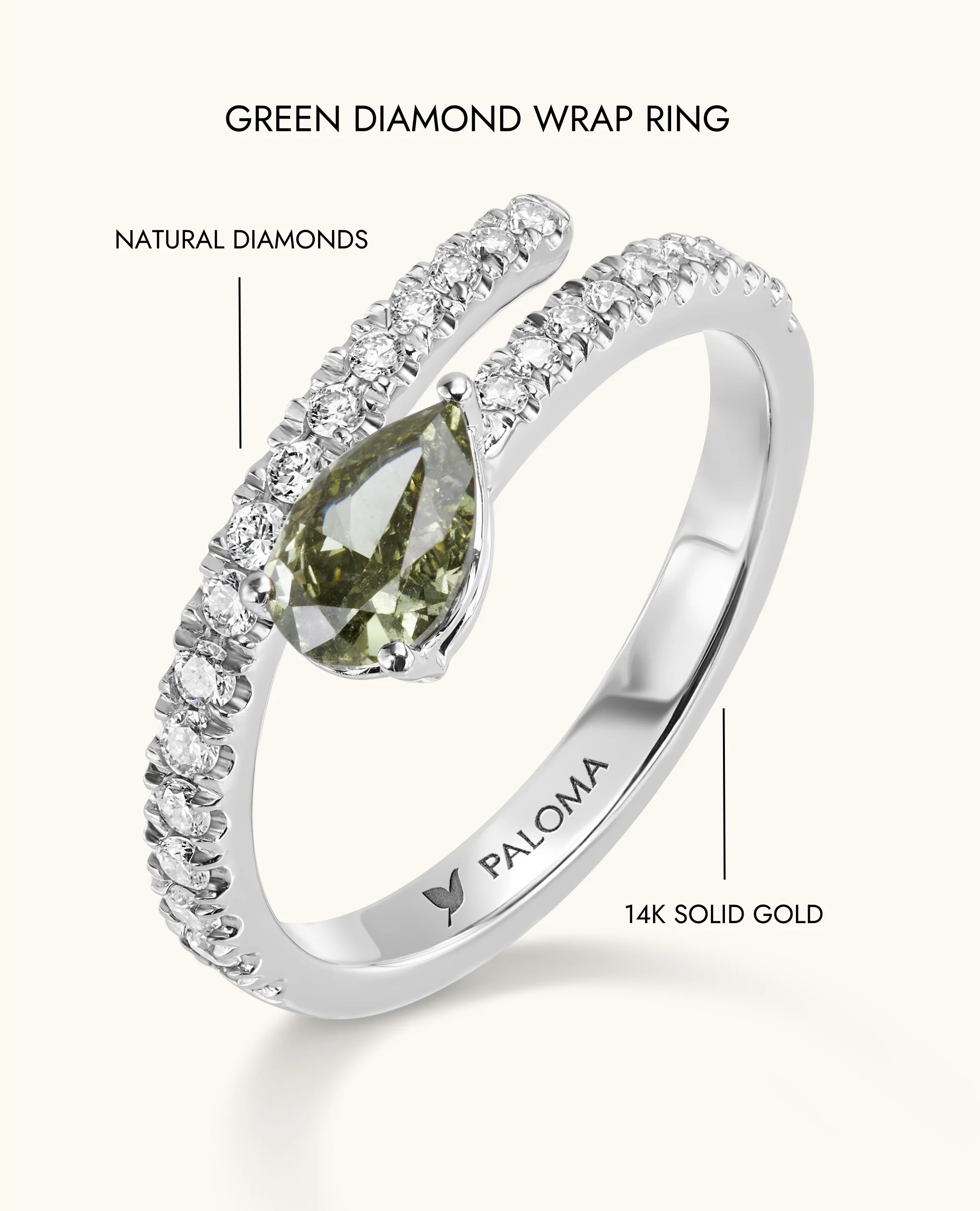 Green Diamond Wrap Ring - Image 9