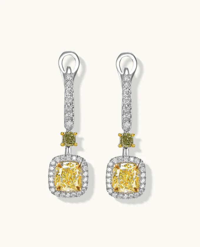 Cushion Cut Diamond Drop Earrings