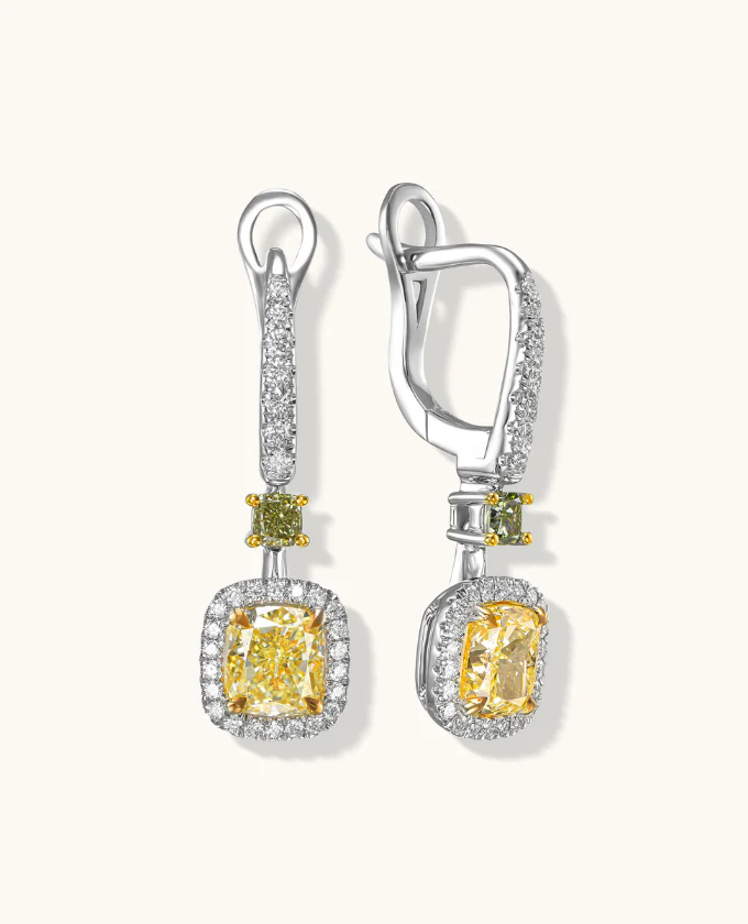 Cushion Cut Diamond Drop Earrings - Image 2