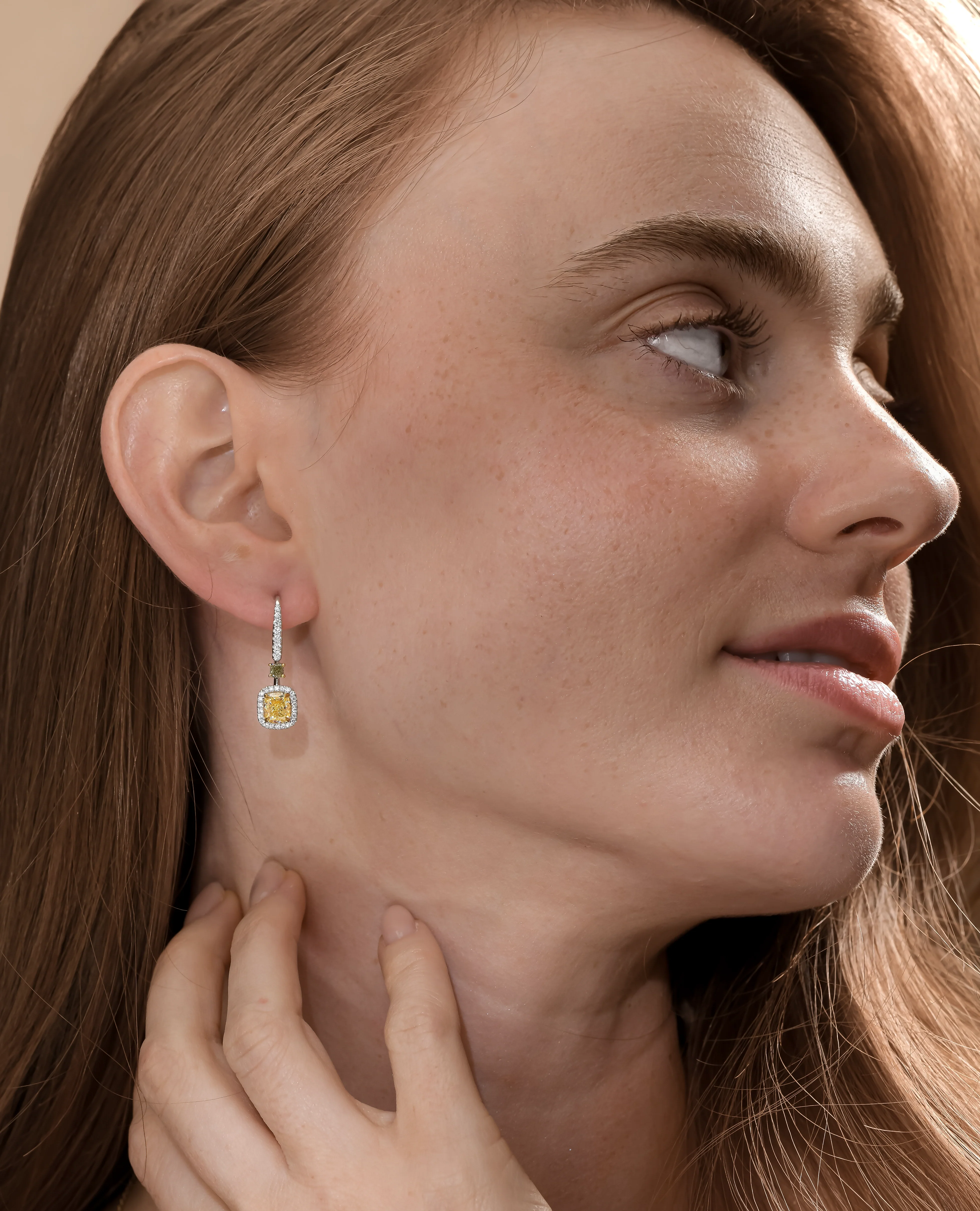 Cushion Cut Diamond Drop Earrings - Image 4