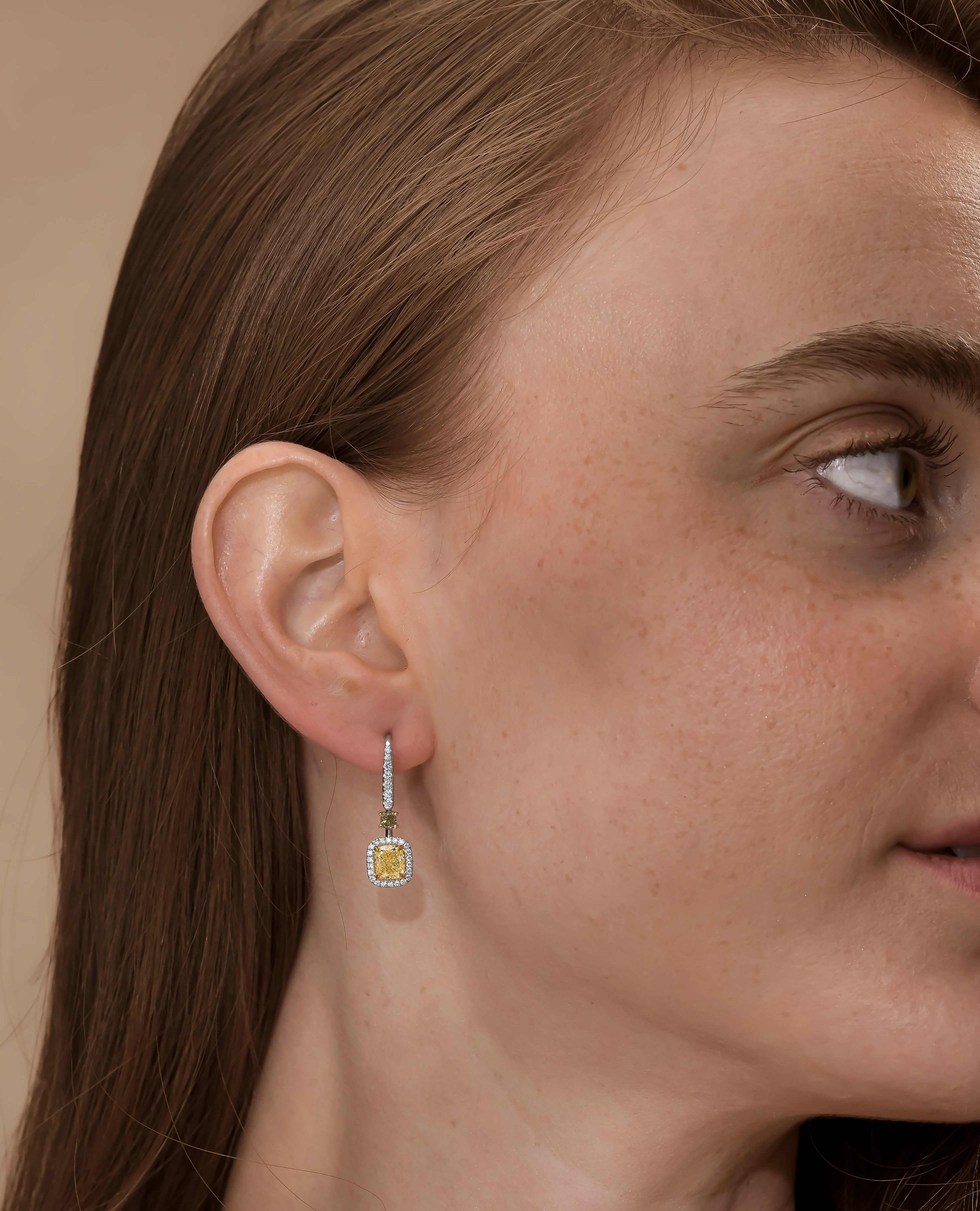 Cushion Cut Diamond Drop Earrings - Image 5