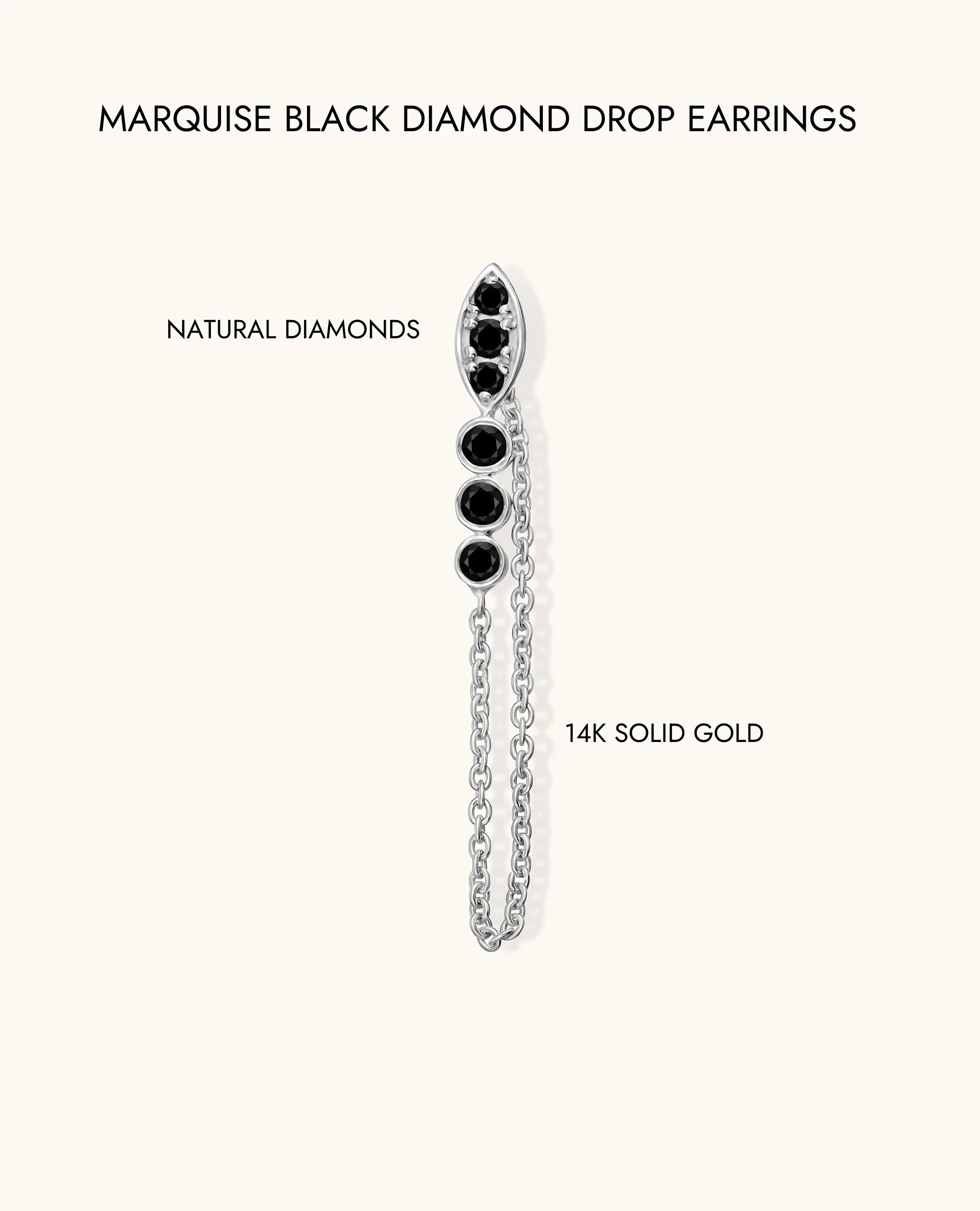 Marquise Black Diamond Drop Earring - Image 10