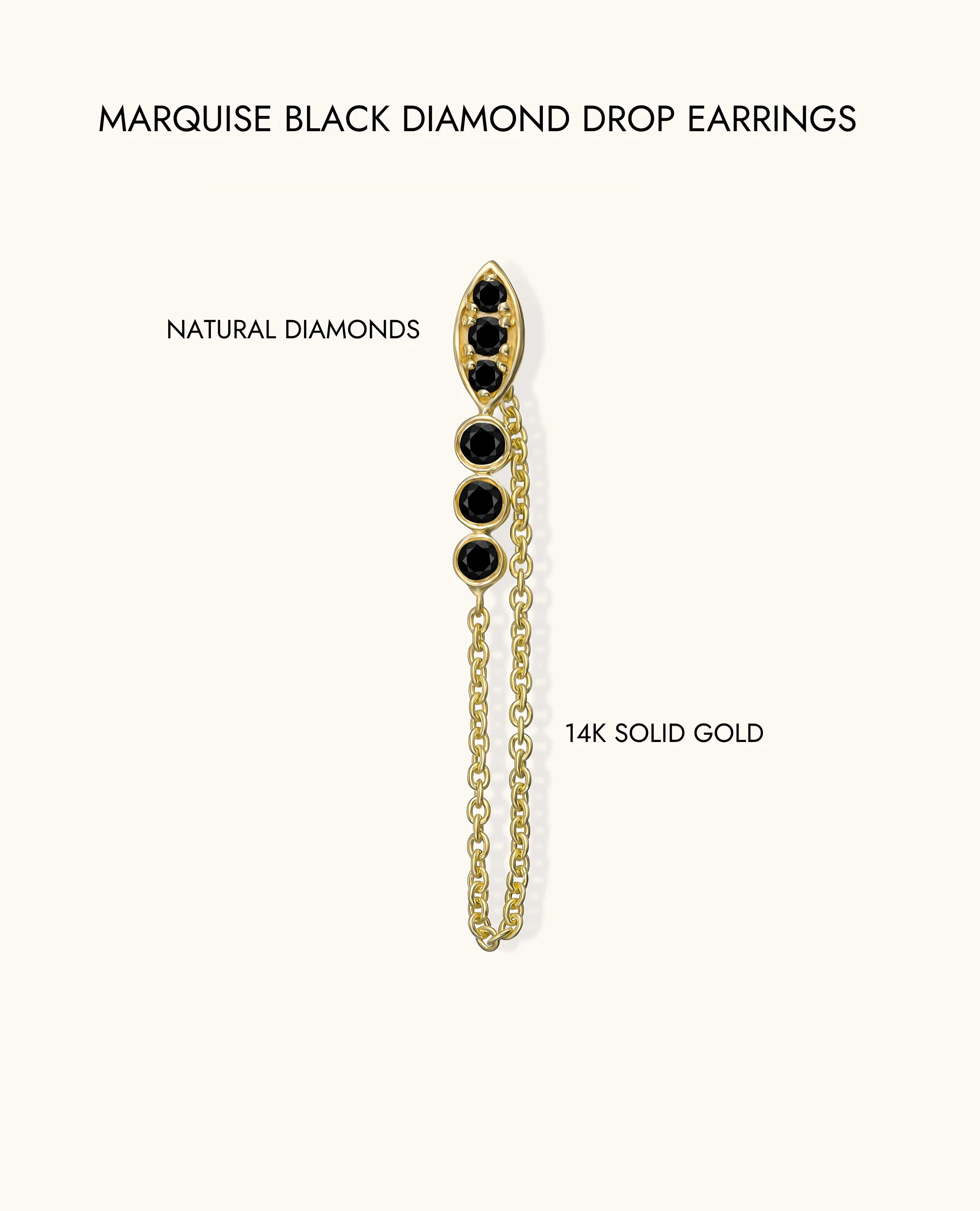 Marquise Black Diamond Drop Earring - Image 9