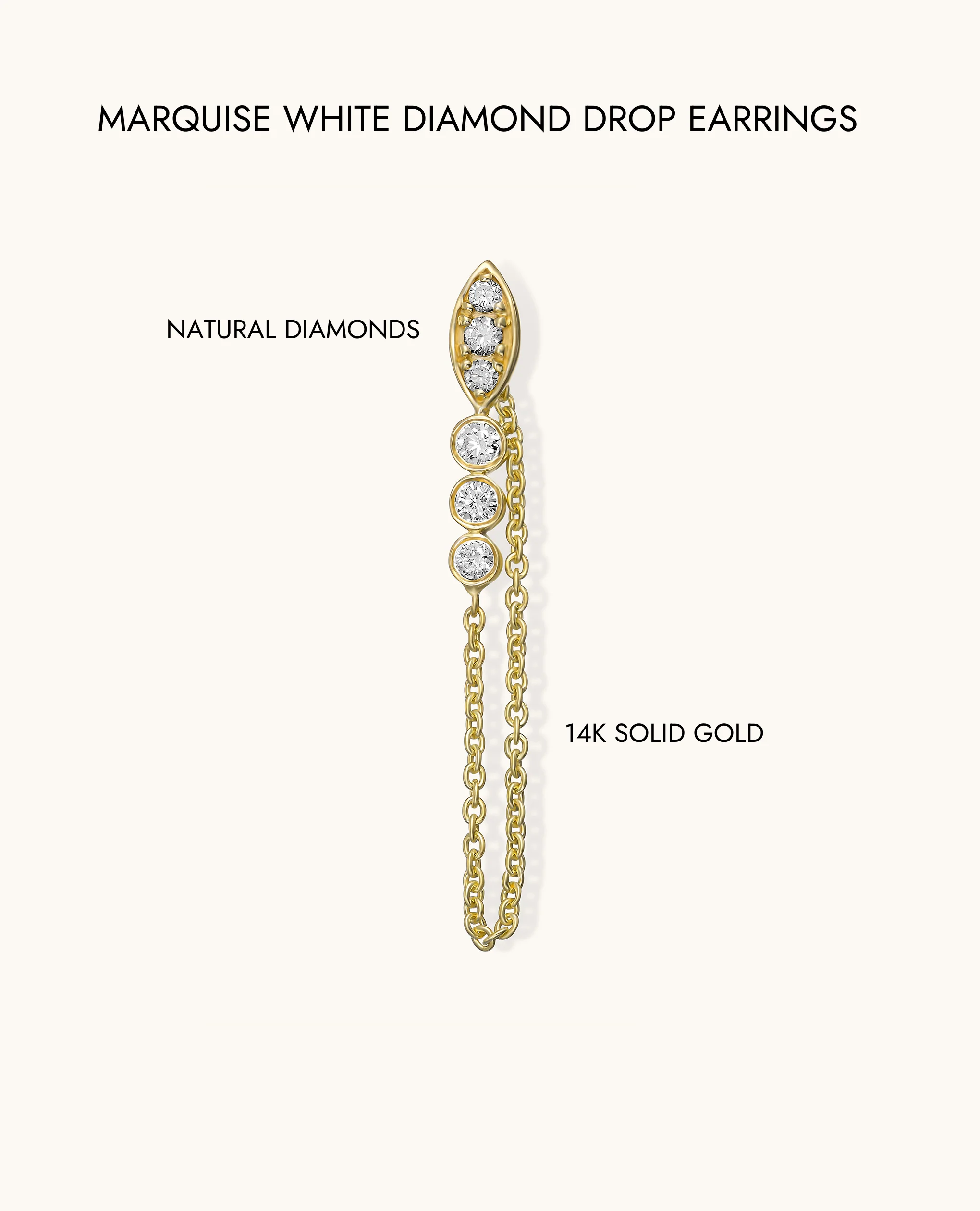Marquise White Diamond Drop Earring - Image 10