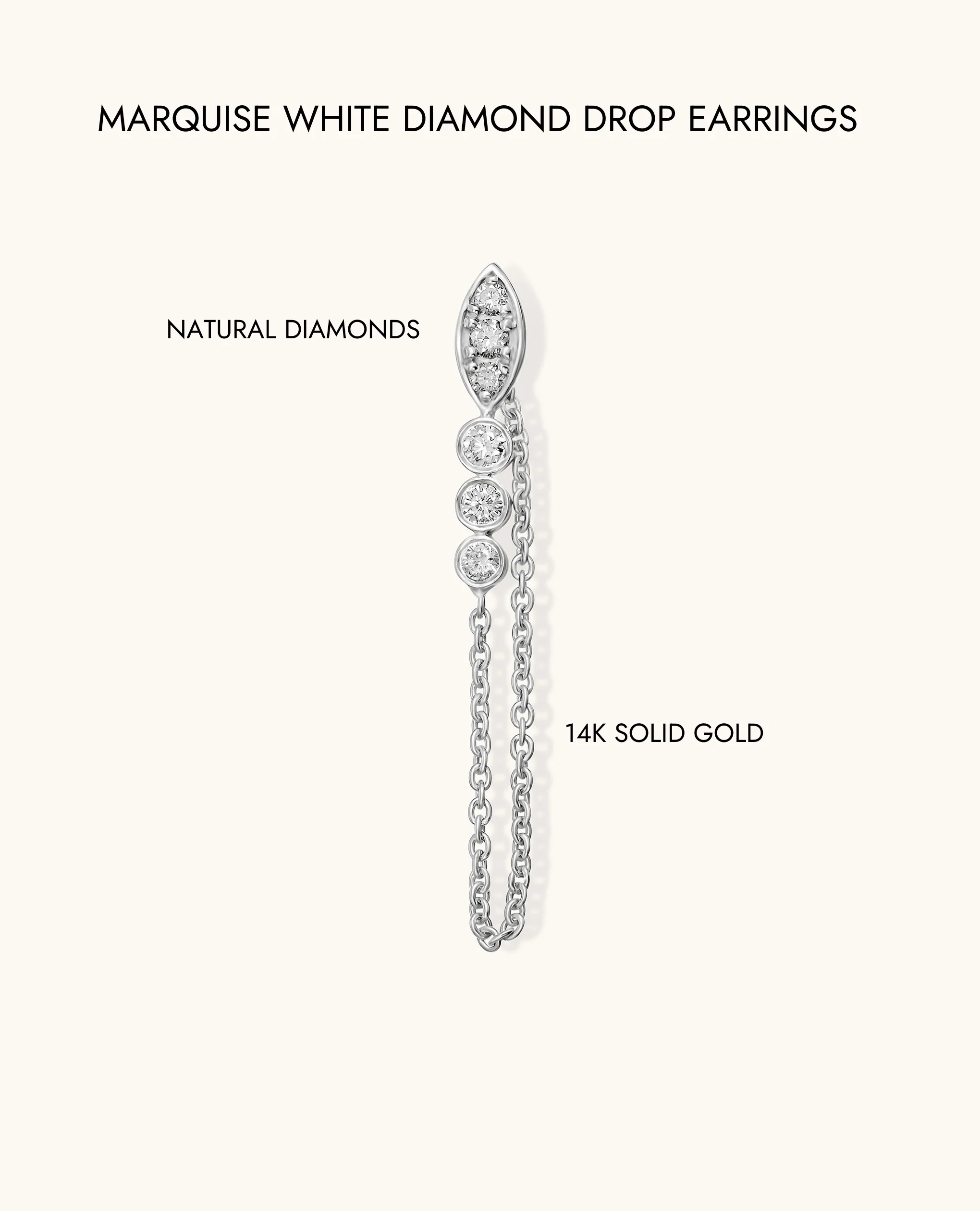 Marquise White Diamond Drop Earring - Image 11
