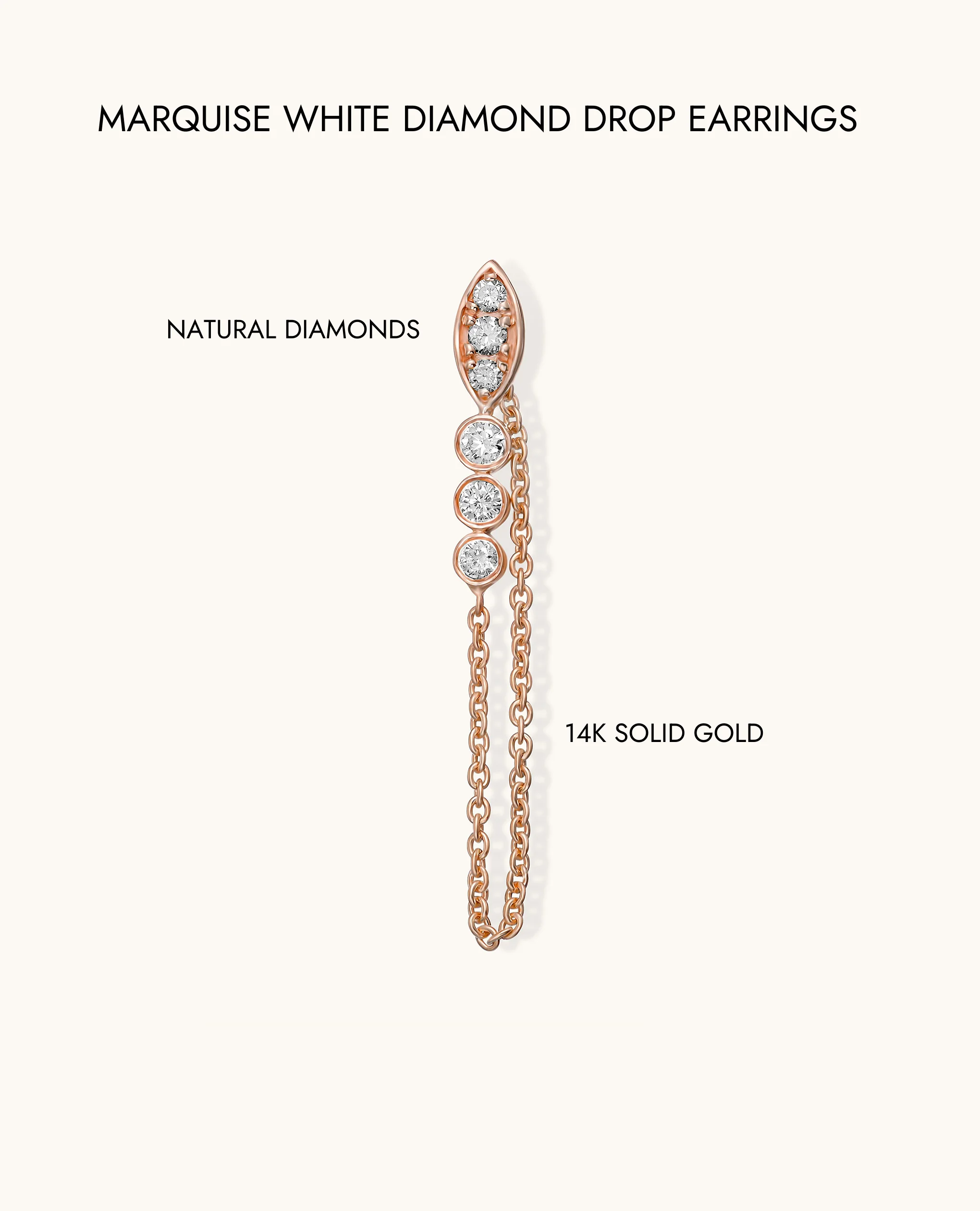 Marquise White Diamond Drop Earring - Image 9