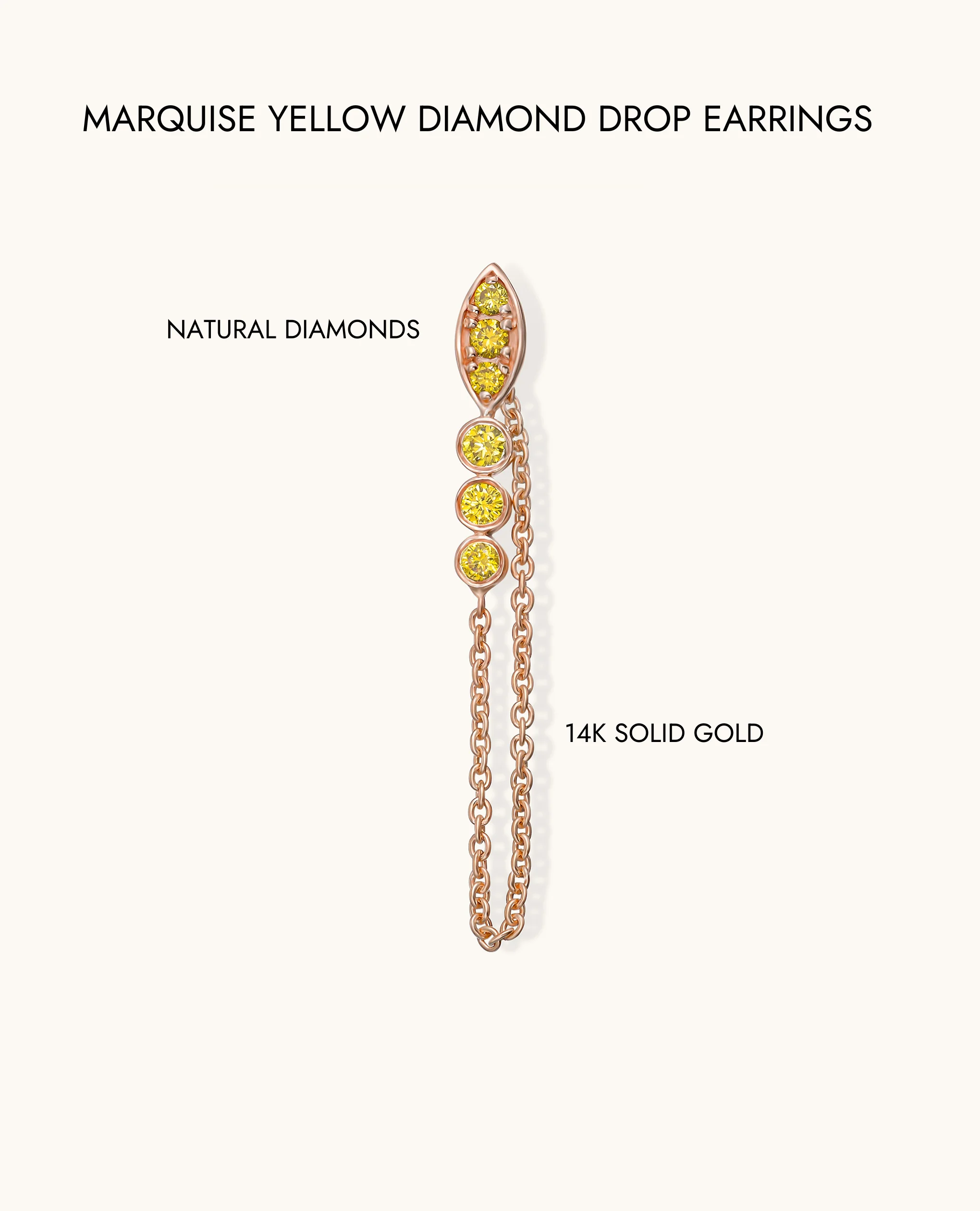 Marquise Yellow Diamond Drop Earring - Image 10