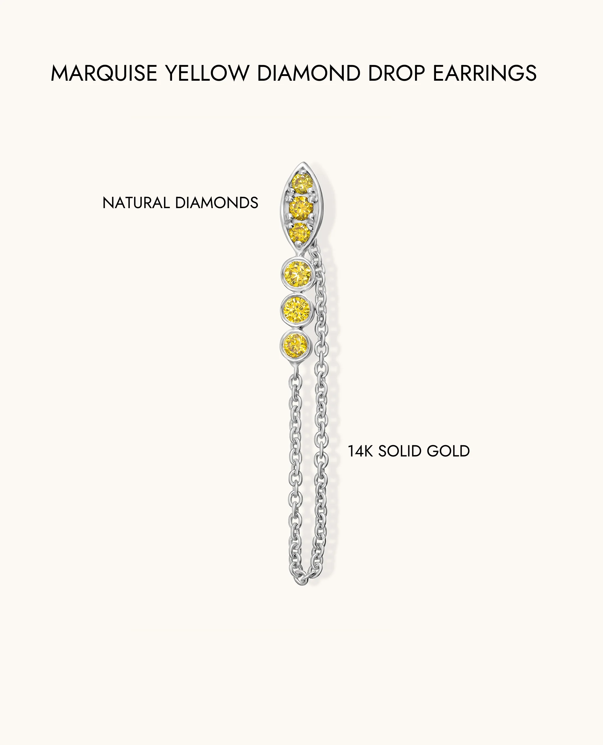 Marquise Yellow Diamond Drop Earring - Image 11