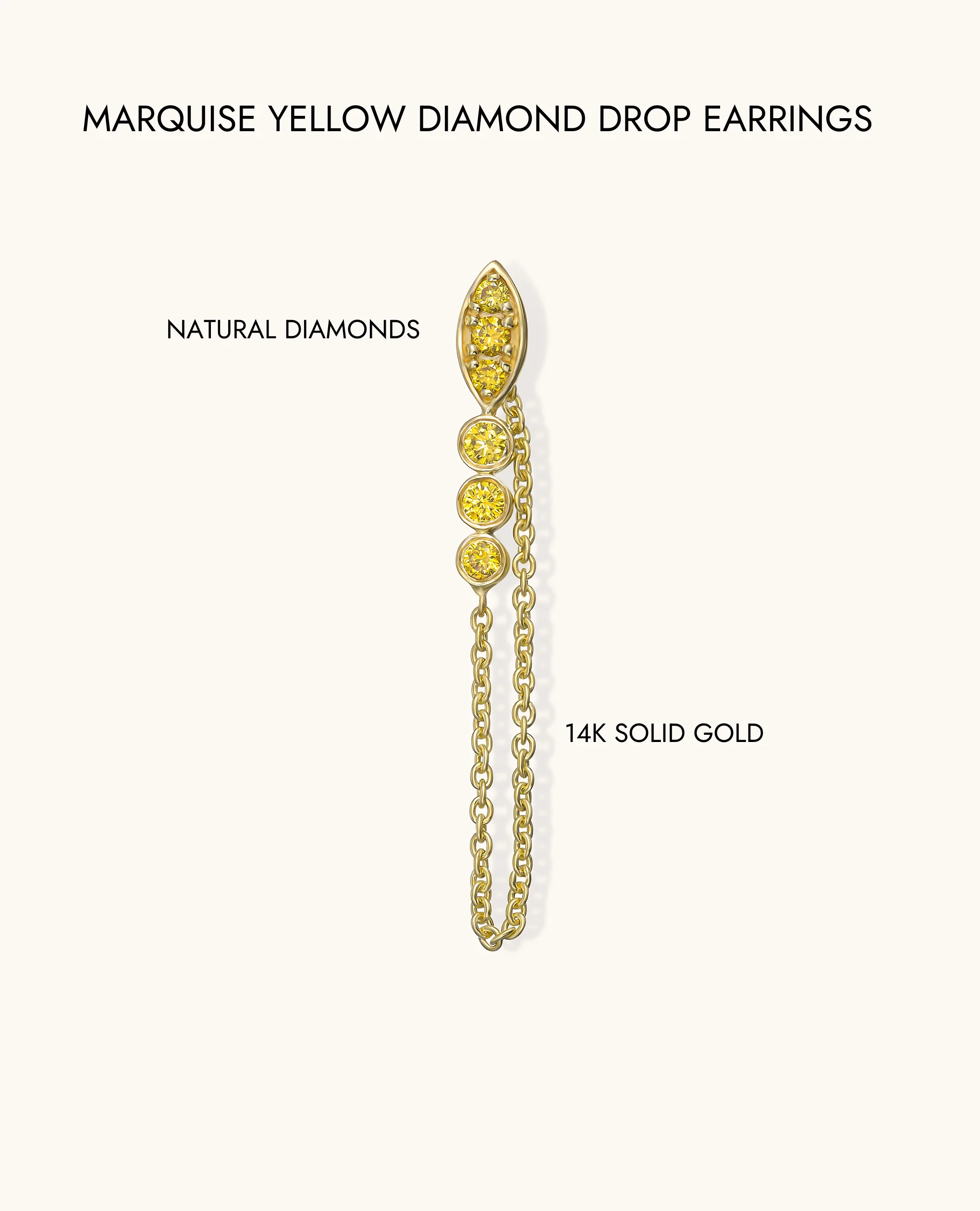 Marquise Yellow Diamond Drop Earring - Image 9