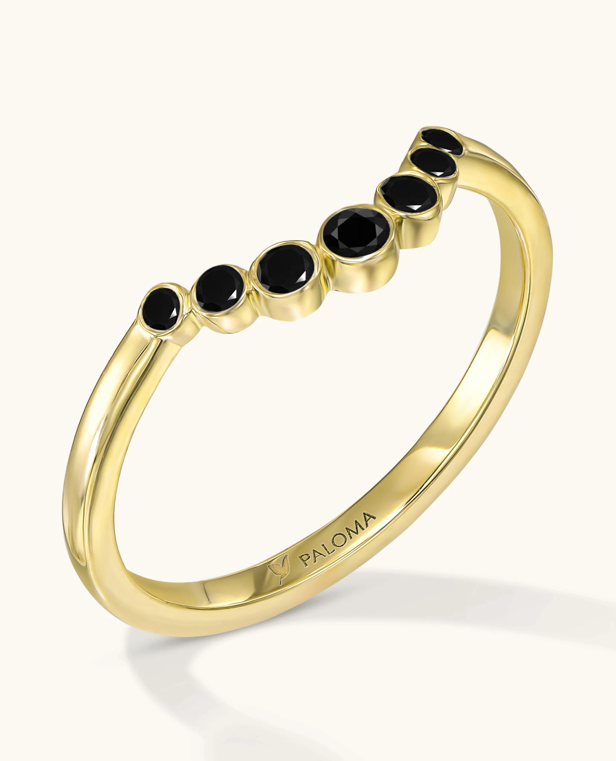 Noir Crescent Graduated Bezel Ring