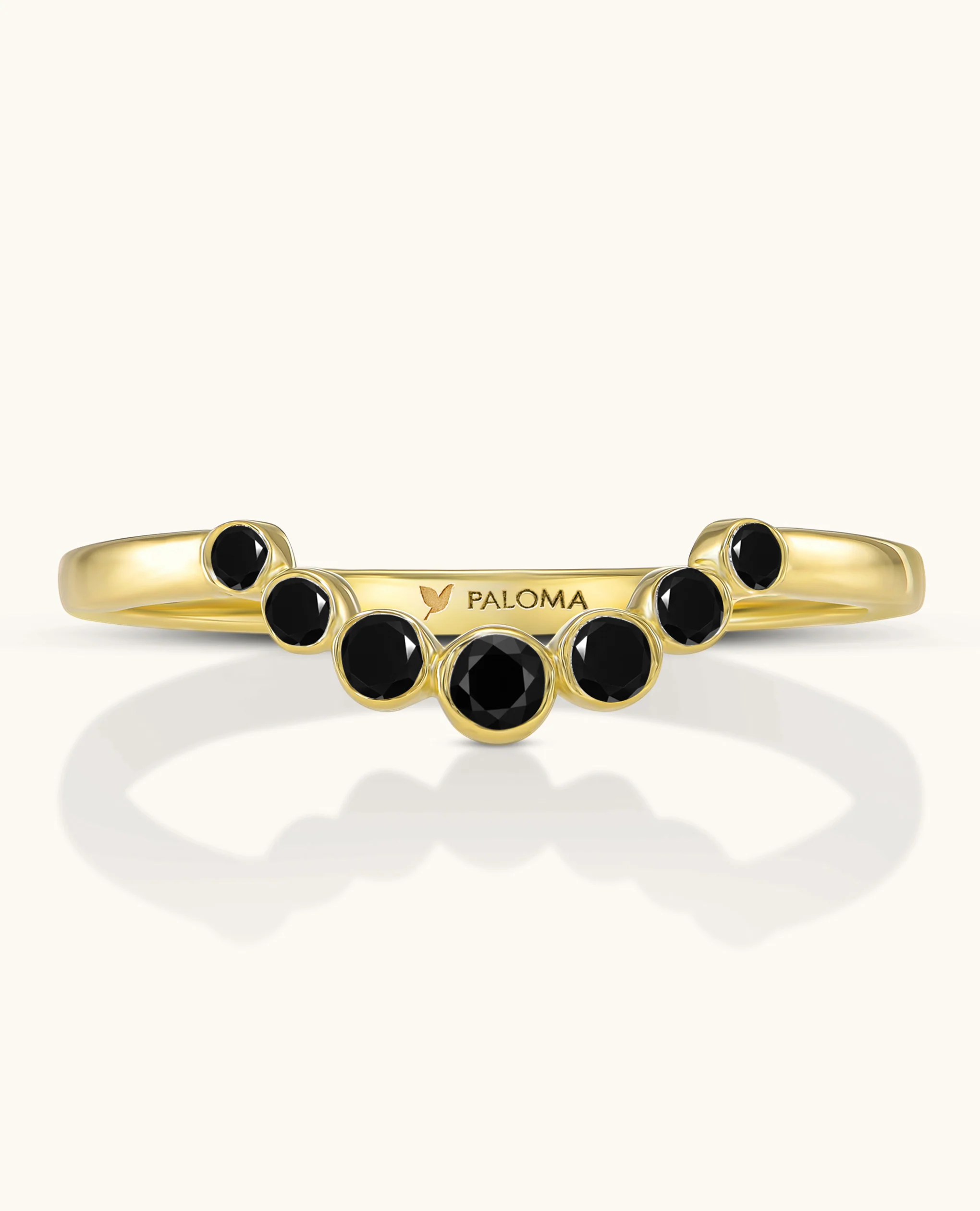 Noir Crescent Graduated Bezel Ring - Image 2