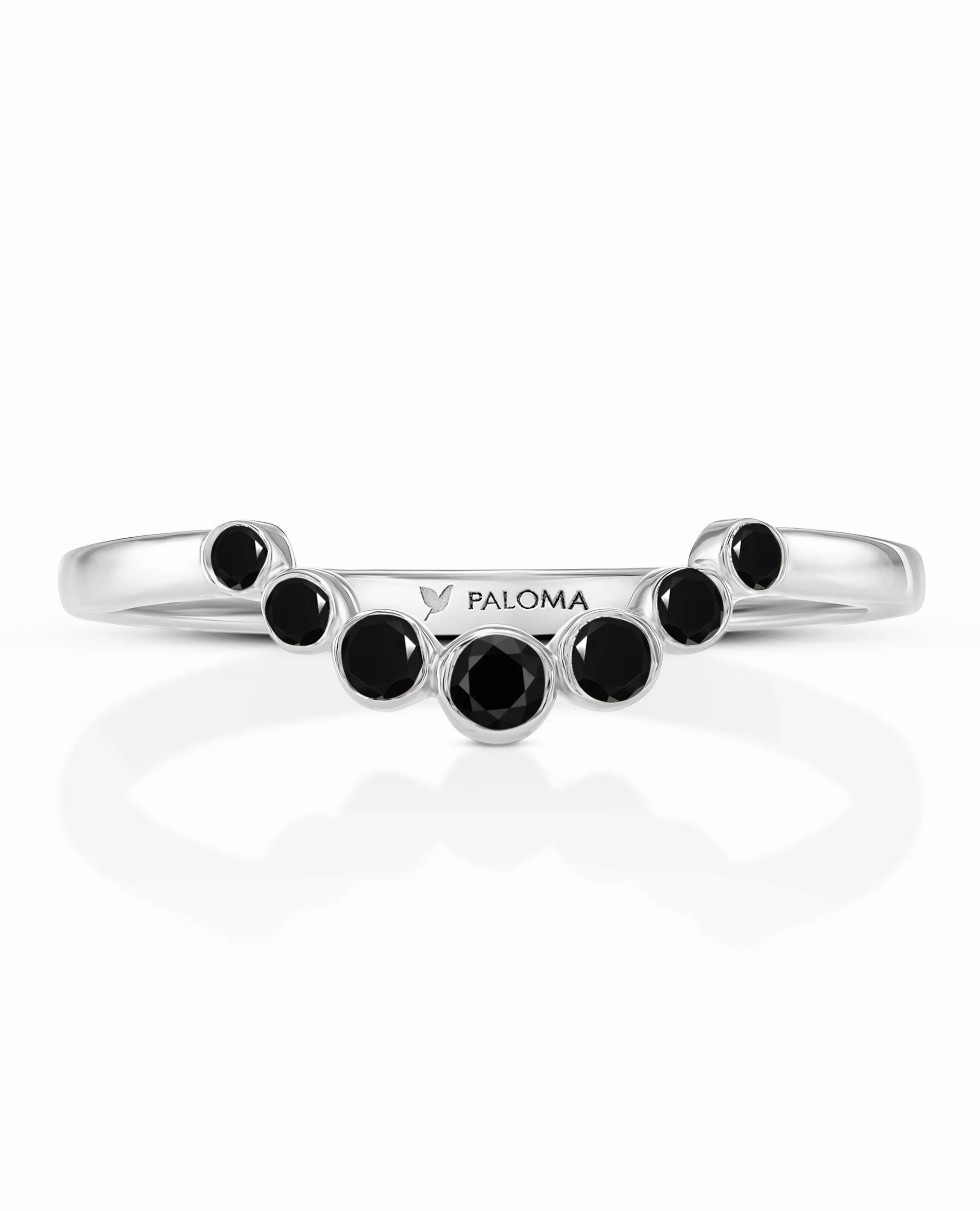 Noir Crescent Graduated Bezel Ring - Image 6