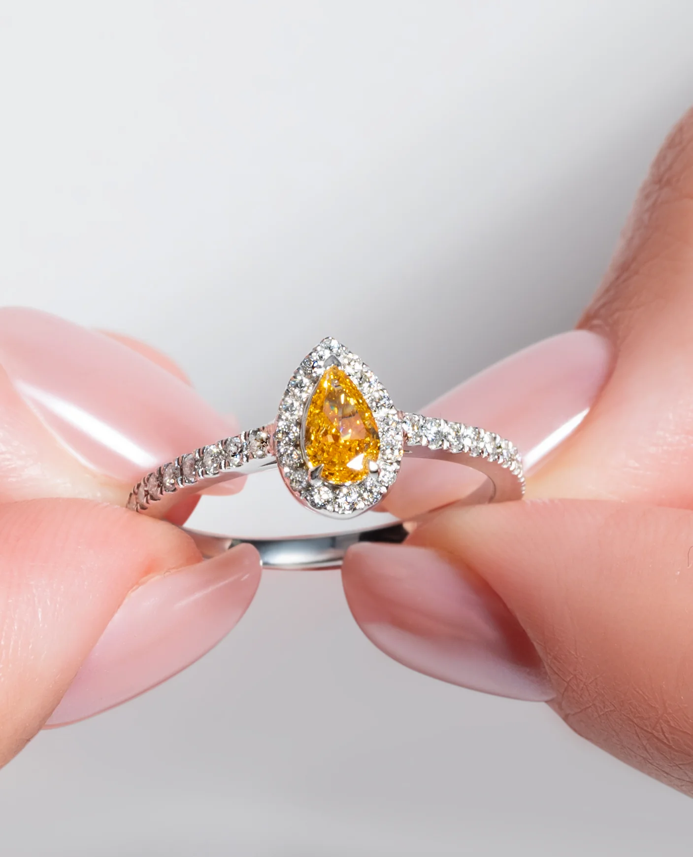 Orange Diamond Halo Engagement Ring - Image 10