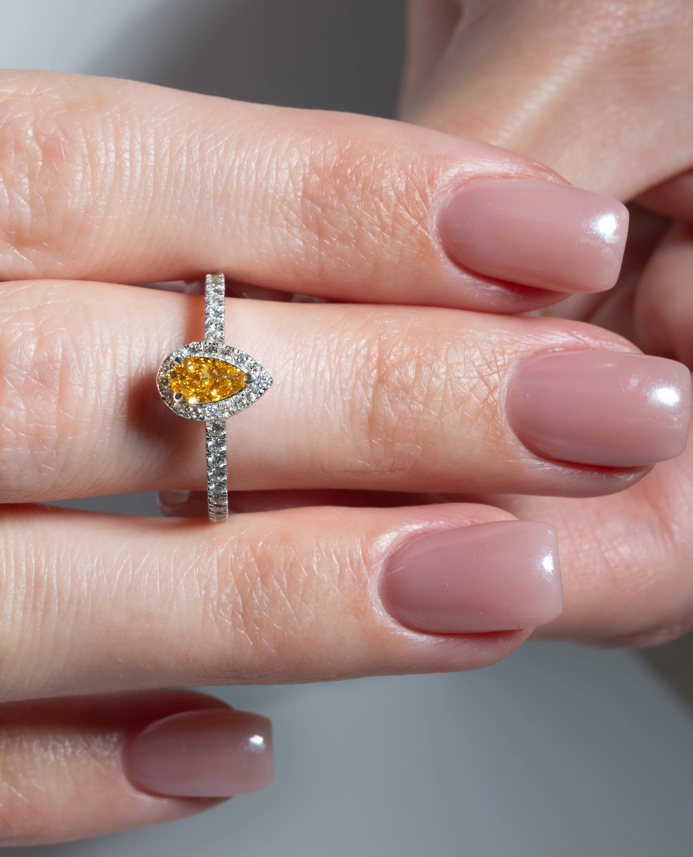 Orange Diamond Halo Engagement Ring - Image 11