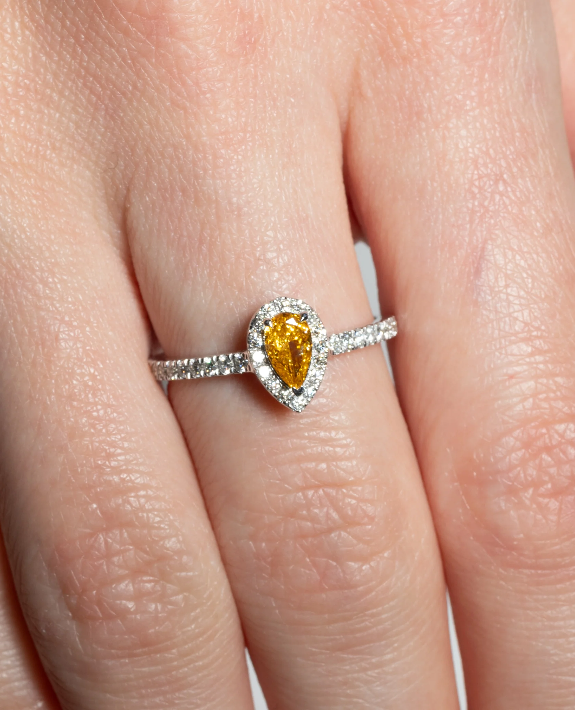 Orange Diamond Halo Engagement Ring - Image 12