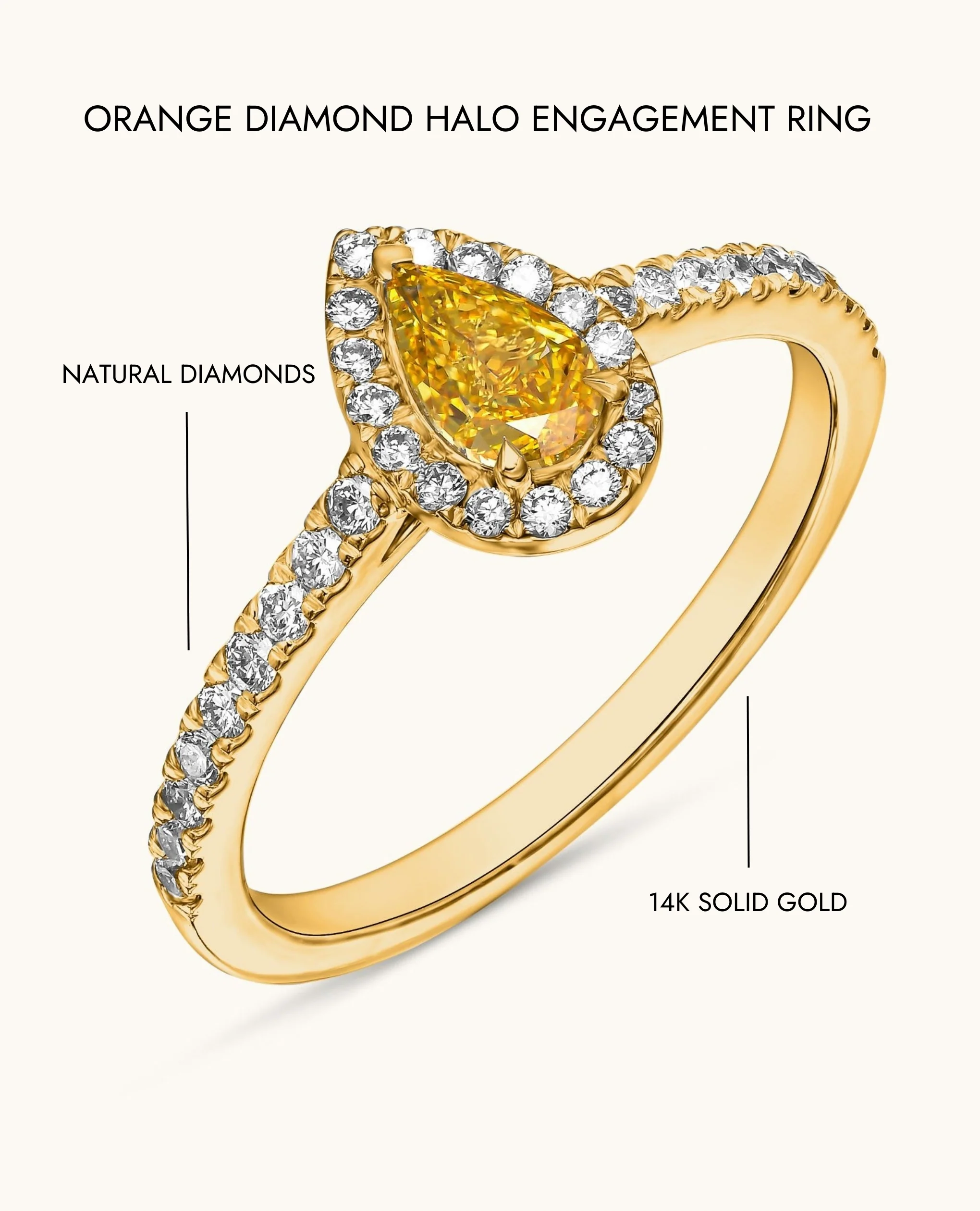 Orange Diamond Halo Engagement Ring - Image 15