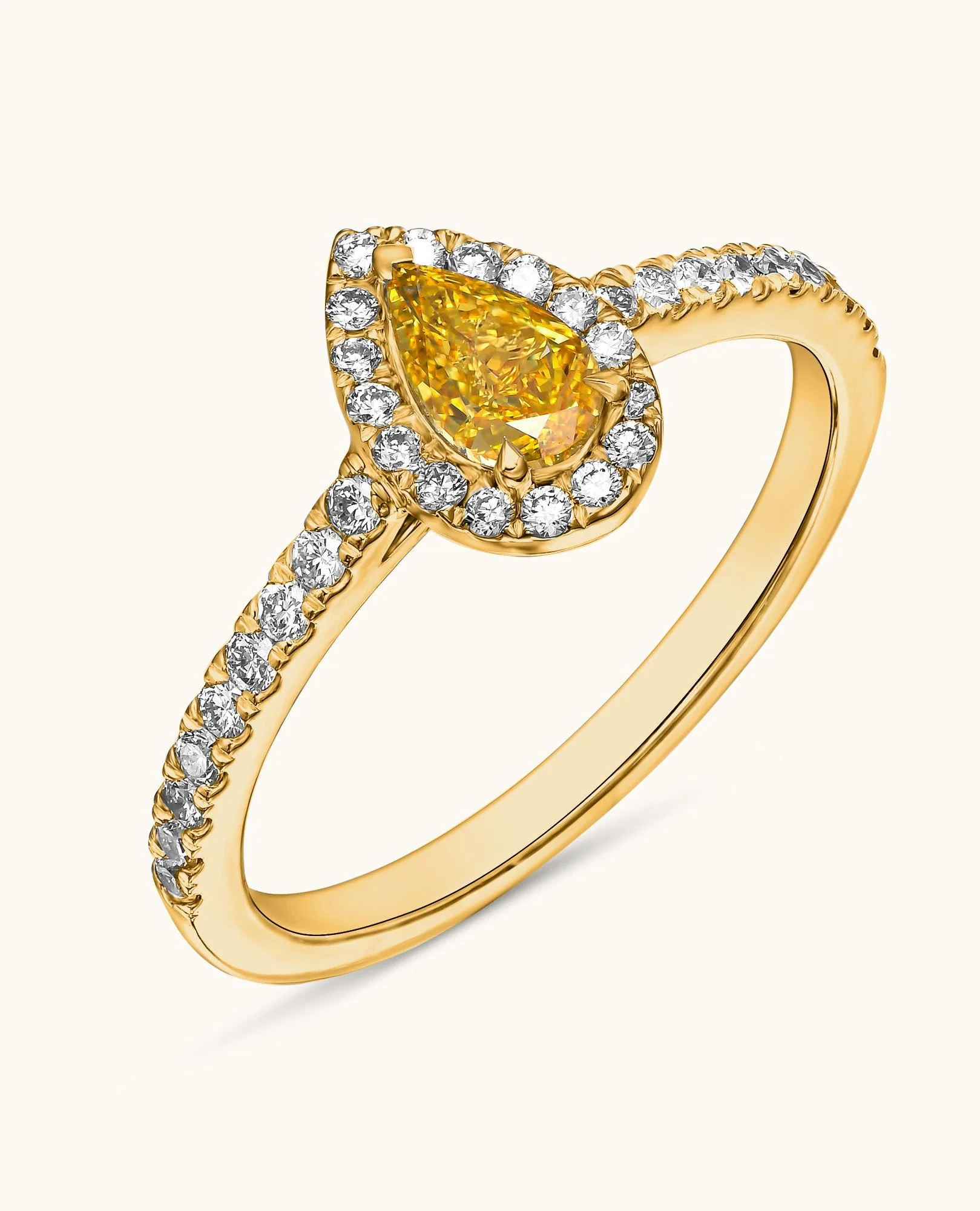 Orange Diamond Halo Engagement Ring - Image 3