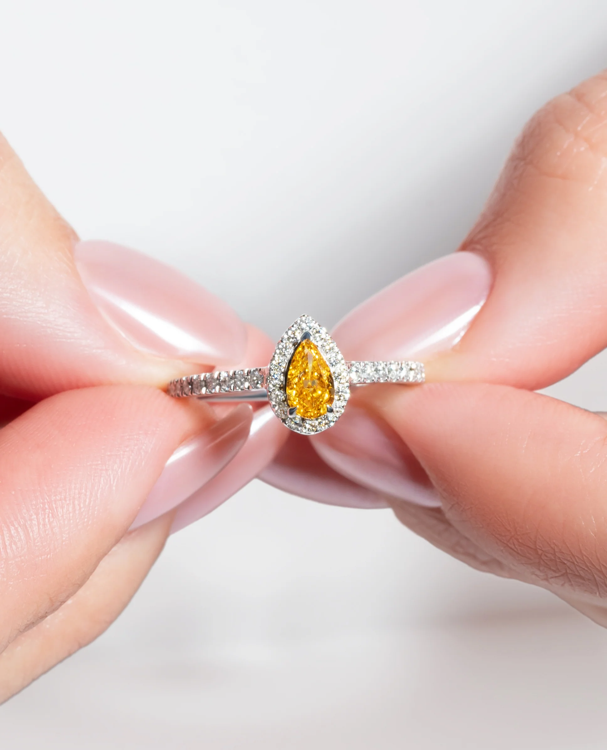 Orange Diamond Halo Engagement Ring - Image 4